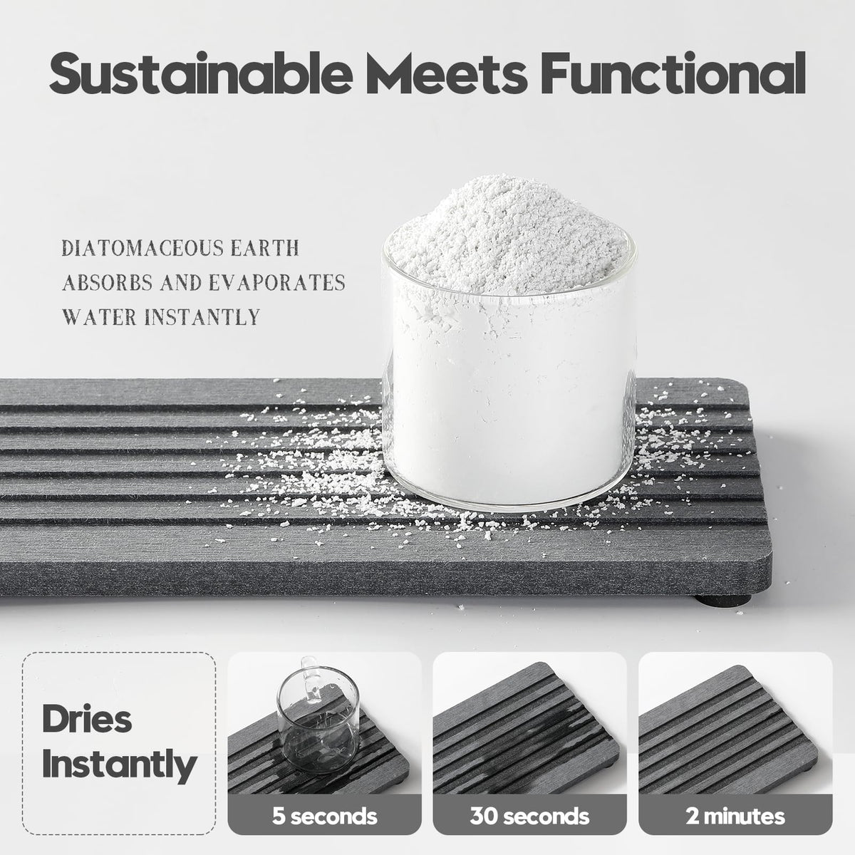 2PCS Diatomite Quick Stone Drying Tray Mat For Bathroom & Kitchen Counter (2 Count)