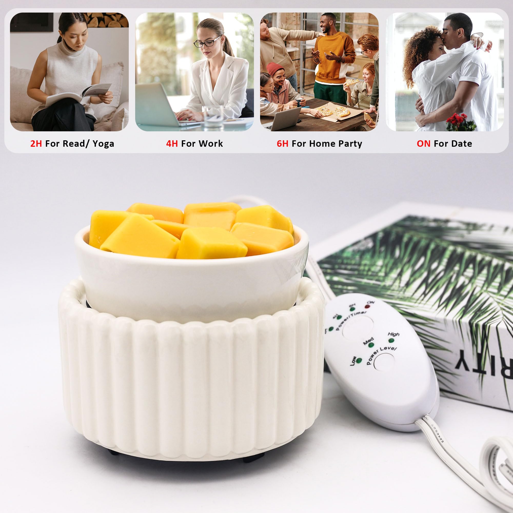Ceramic Wax Melt Warmer with Timer Candle Warmer for Scented Wax Electric Fragrance Burner for Home