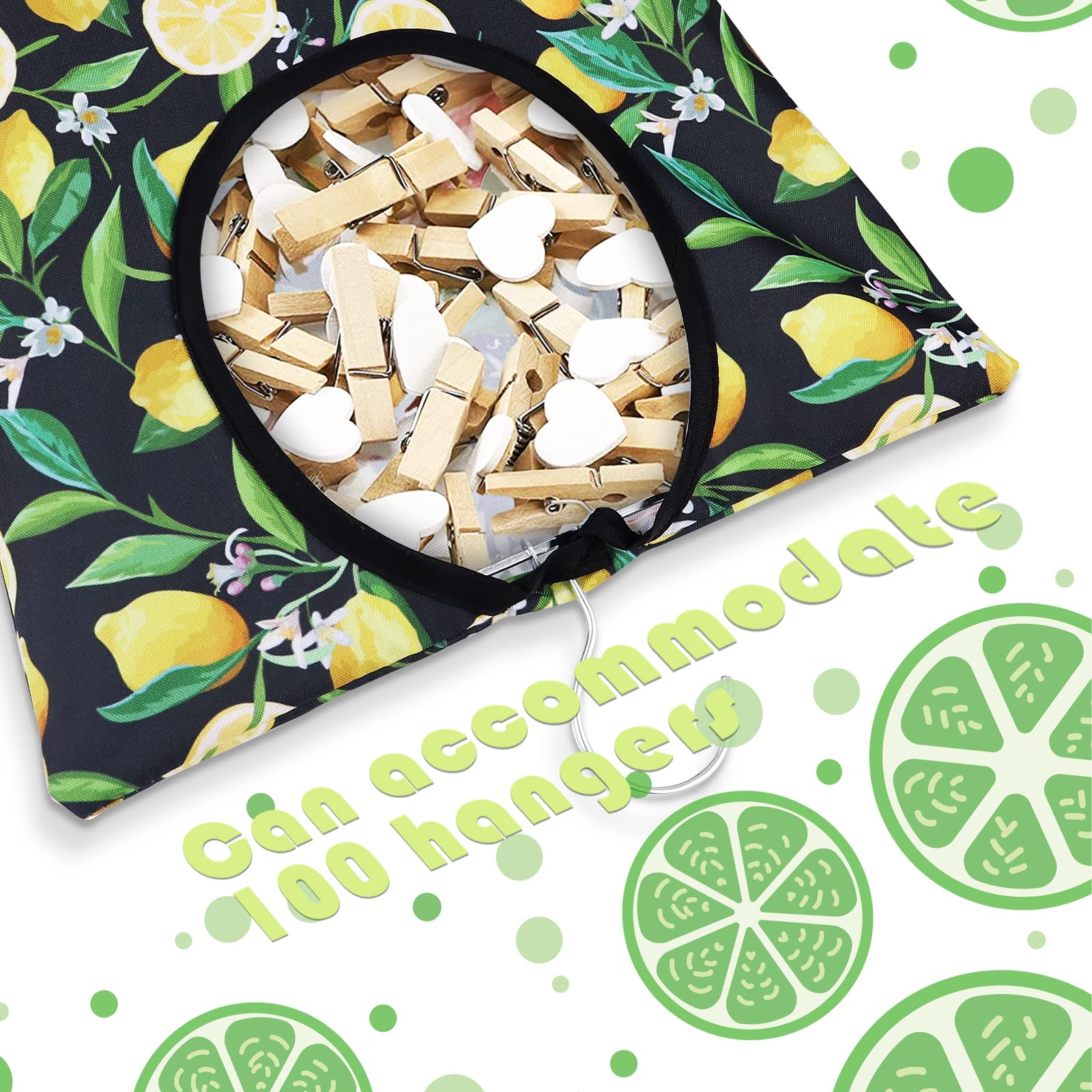 2 Pcs Lemon Clothespin Bag With Hanging Hook (2 Count)