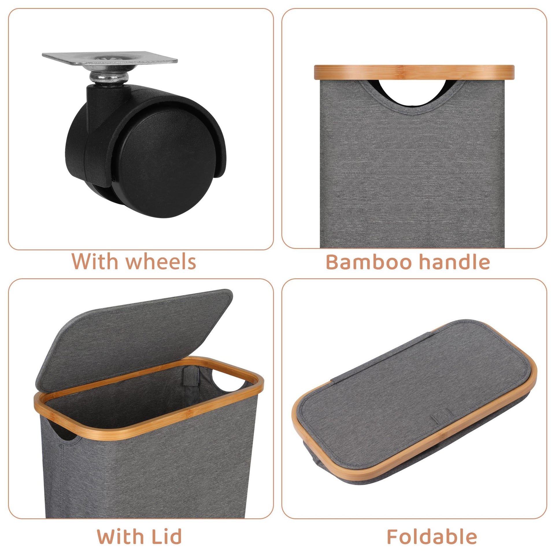 Slim Laundry Basket with Wheels