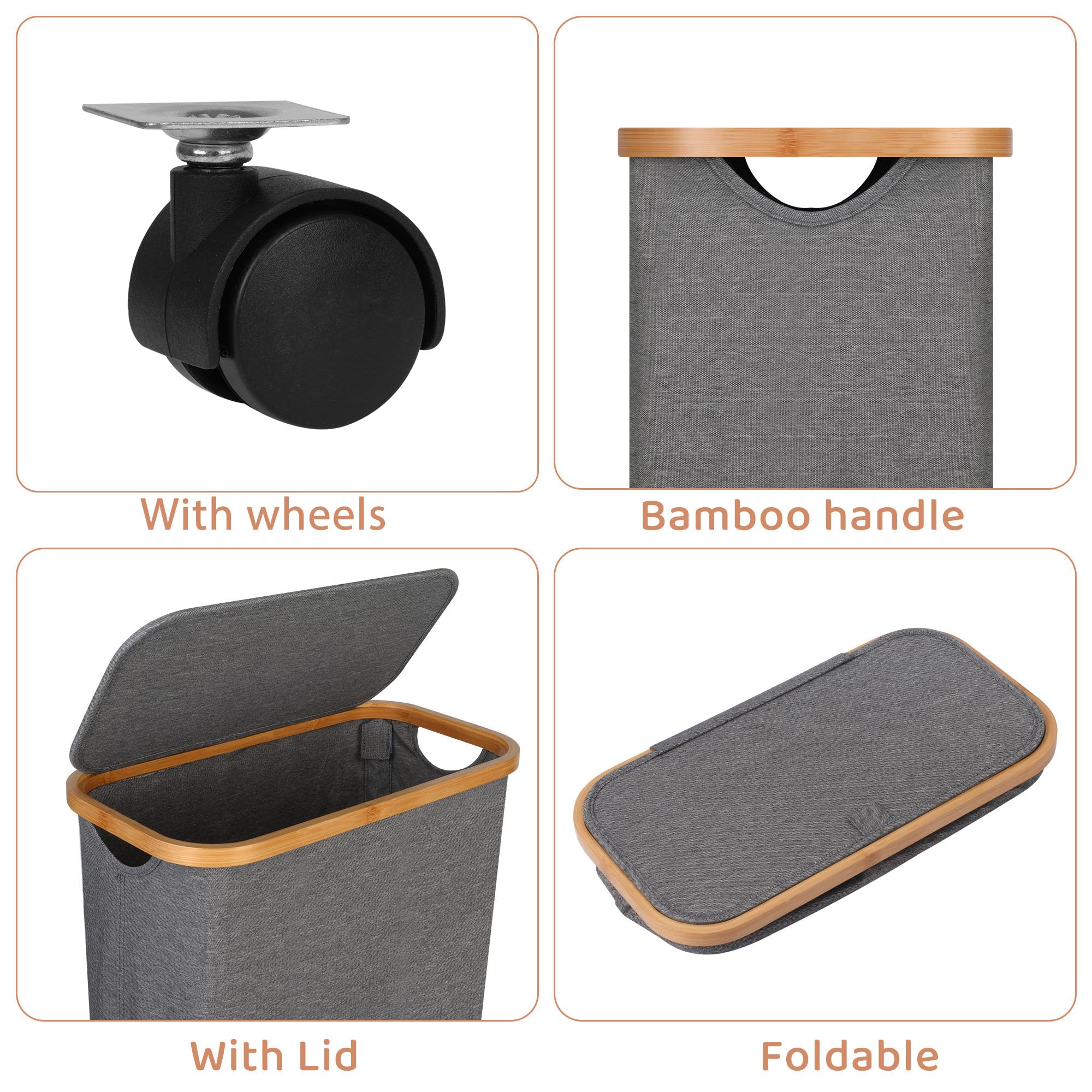 Slim Laundry Basket with Wheels