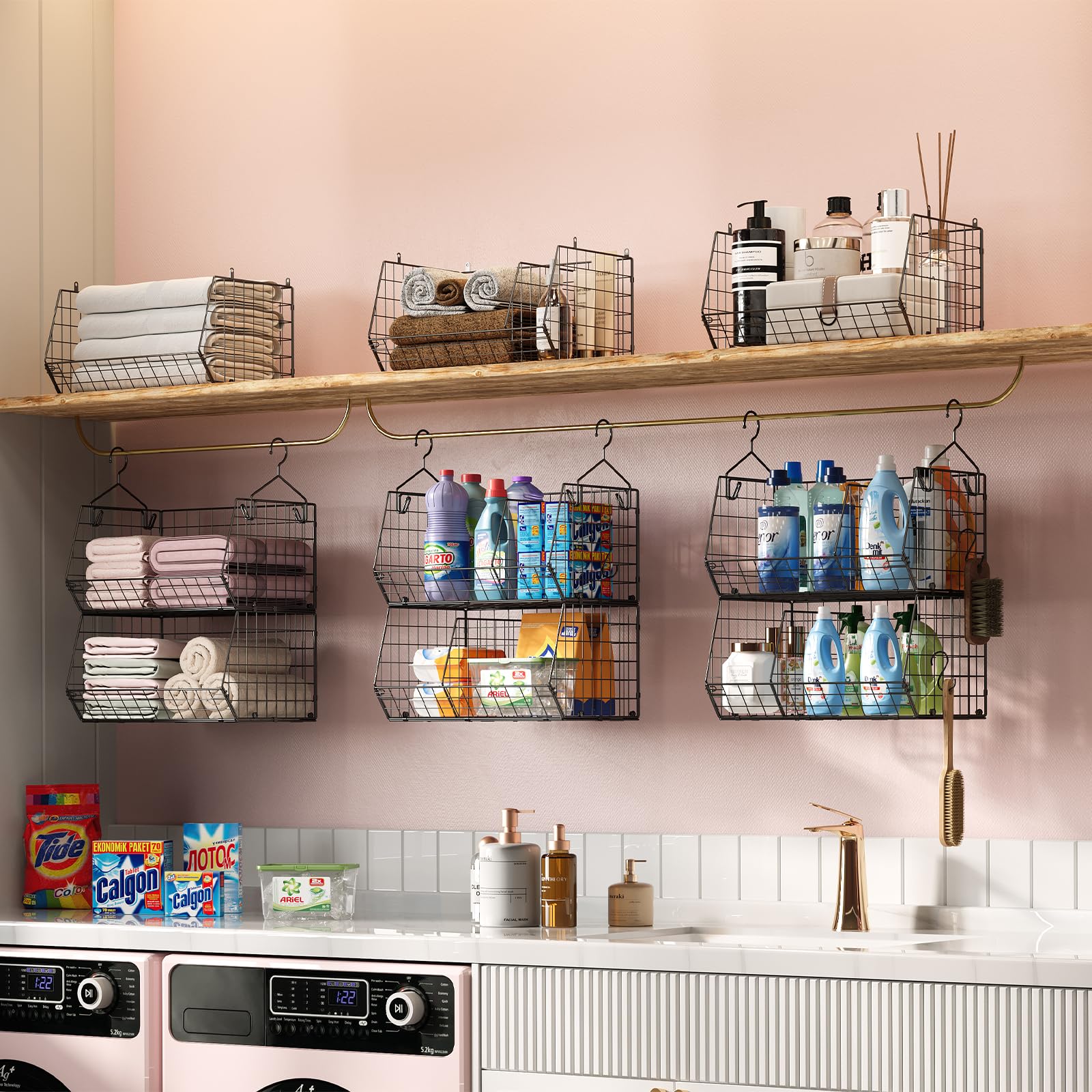 5 Tier Extra Large Closet Hanging Organizer with 5 Dividers (5 Count)