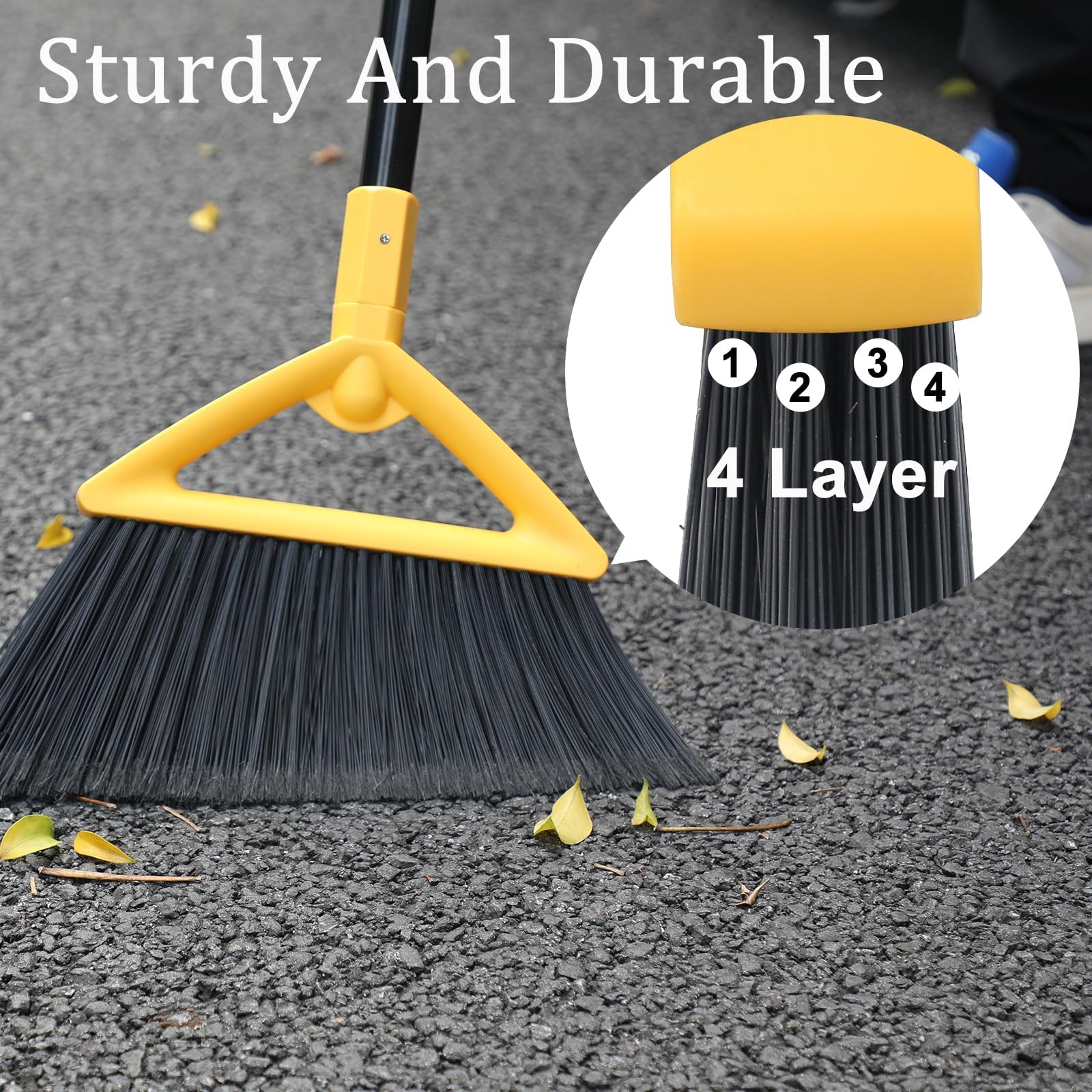 Heavy Duty Yellow Angle Broom with Long Handle