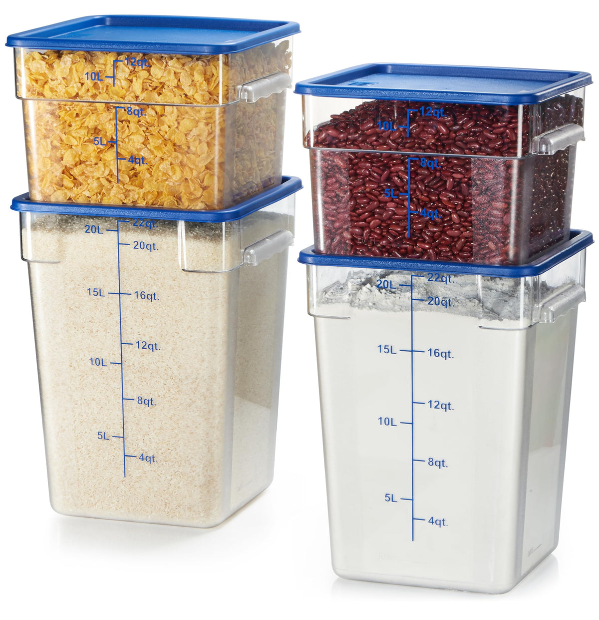 4 Pack Food Storage Containers with Blue Lids (4 Count)