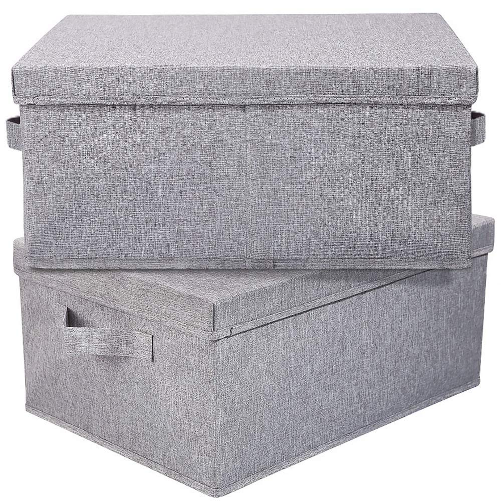 Linen Foldable Storage Bins with Lids (2 Count)