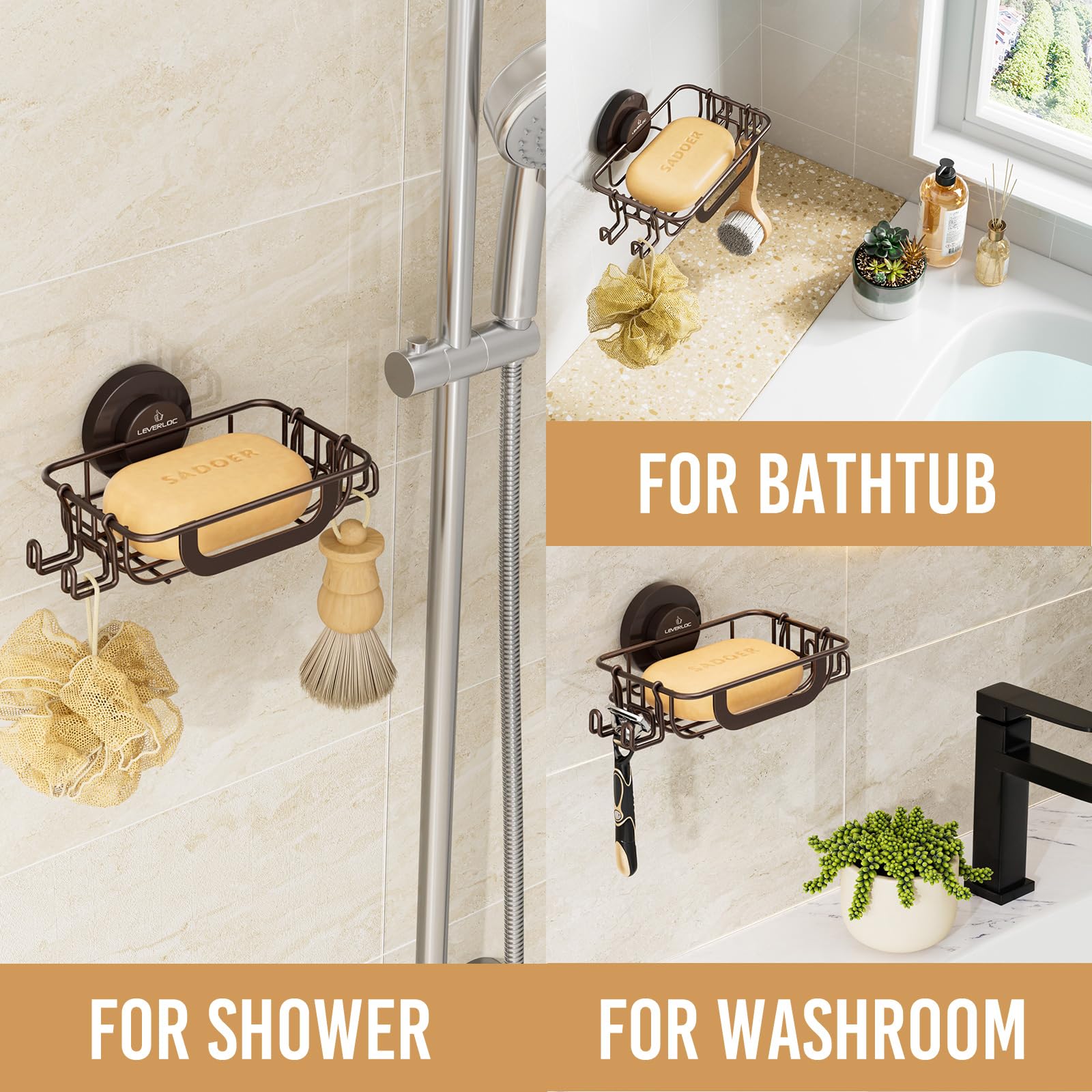 Bar Soap Holder with Hooks