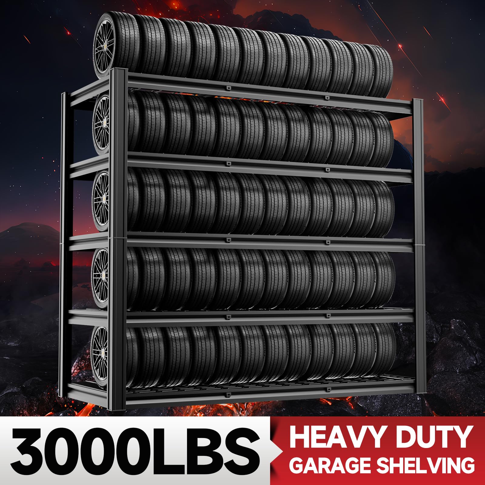 5 Tier 60”W x 24”D x 78”H Garage Shelving Adjustable Metal Storage Shelves 3000LBS Garage Shelving Heavy Duty Utility Shelf Unit Storage Racks for Warehouse (5 Count)