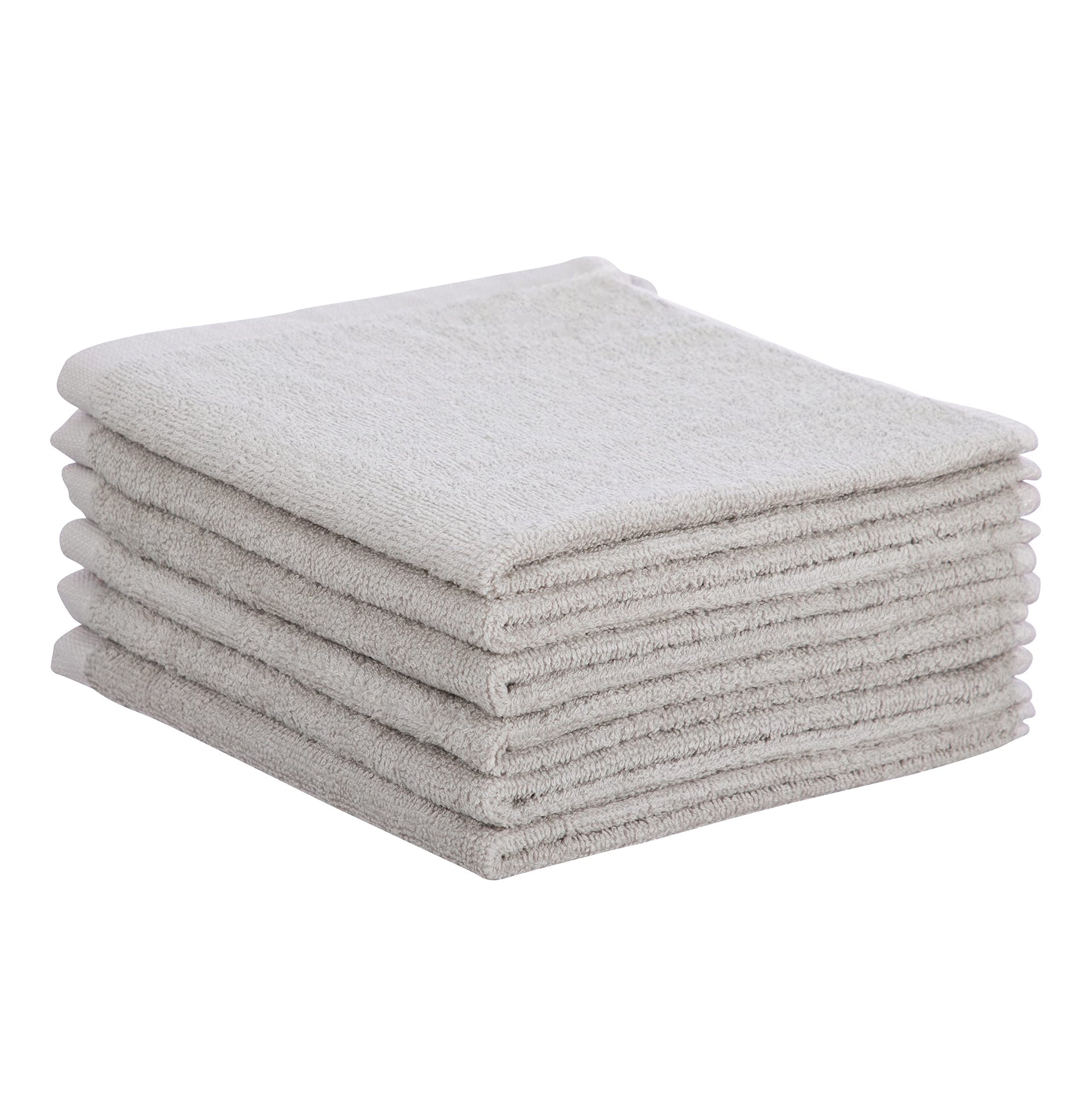 Cotton Terry Washcloths Grey Towels 100% Cotton Cleaning Cloth 16" Rags Wash Clothes for Body and Face (6 Count) - ModHome Supplies