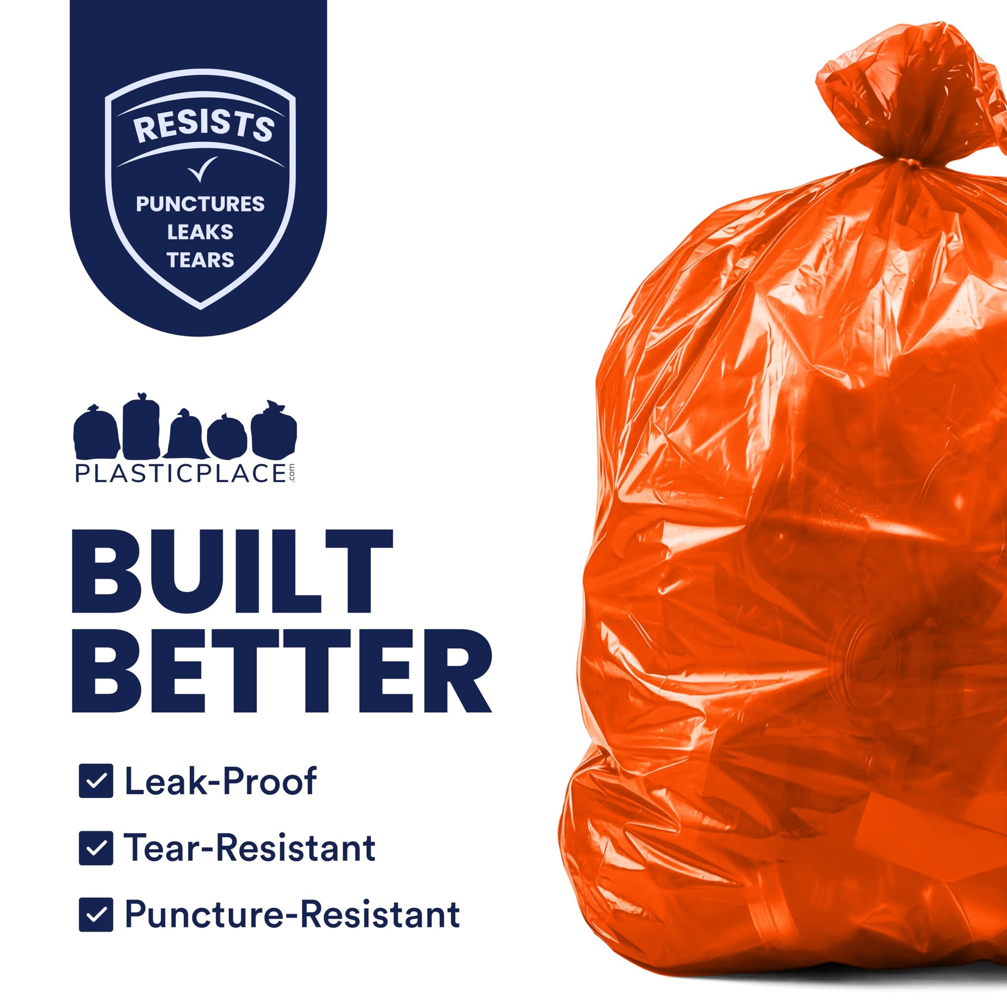 55 60 gallon Trash Bags │ 1.2 Mil │ Orange Heavy Duty Garbage Can Liners │ 38” x 58” (50 Count)