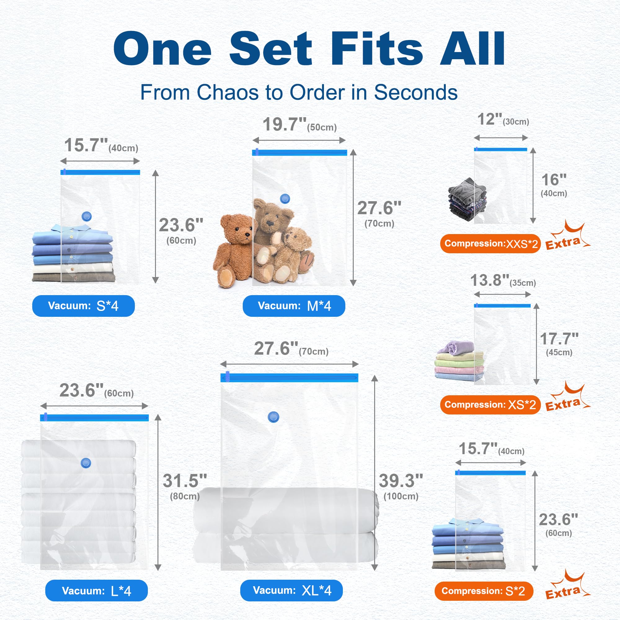 22 Pack Vacuum Storage Bags with Pump (22 Count)