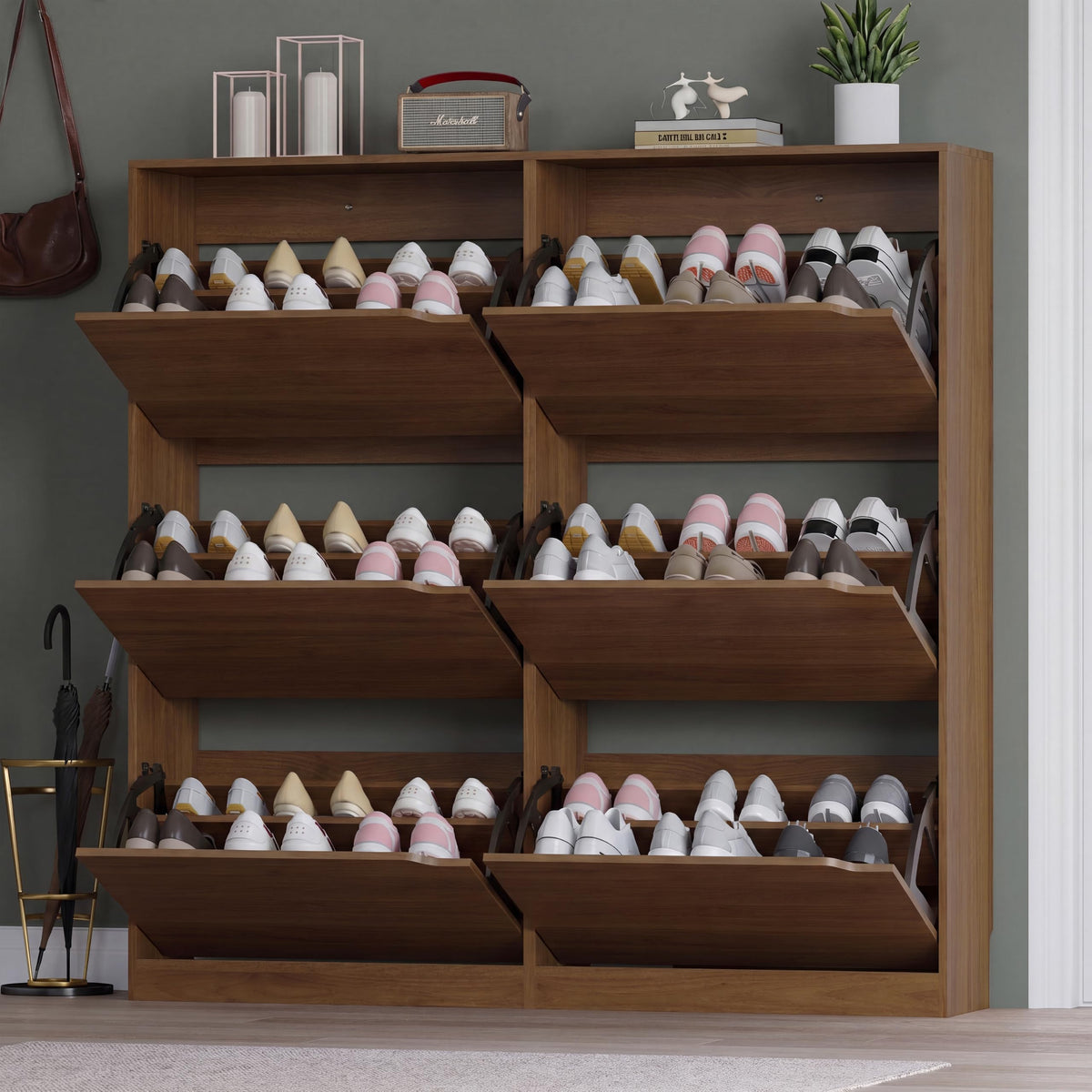 Shoe Cabinet with 6 Flip Drawers