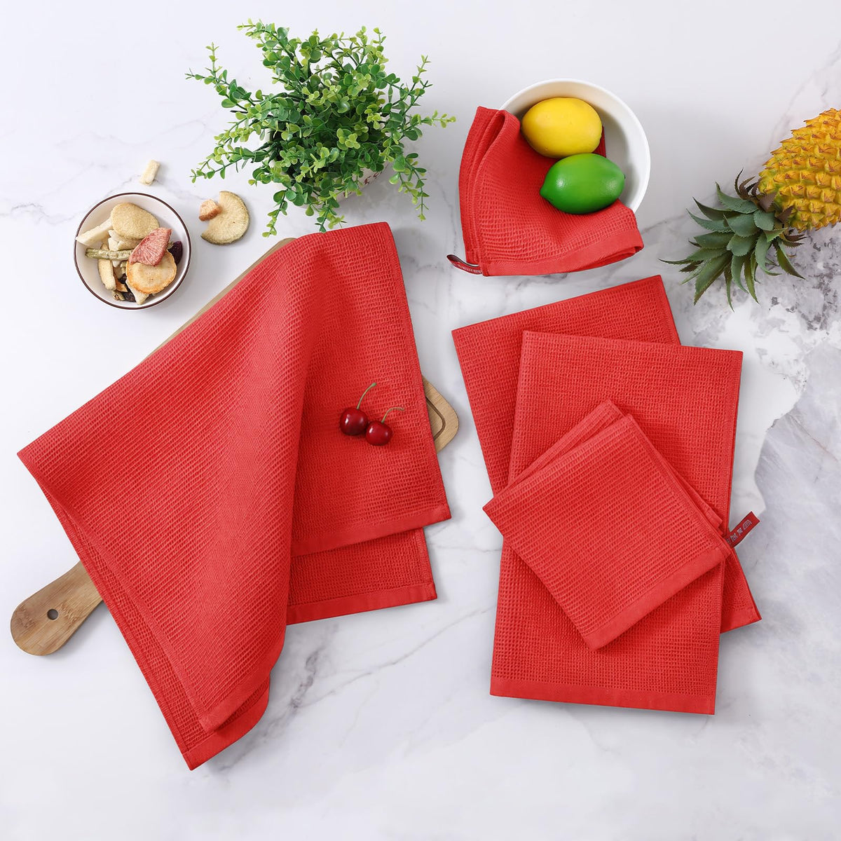 100% Cotton Waffle Weave Dish Cloths (6 Count)
