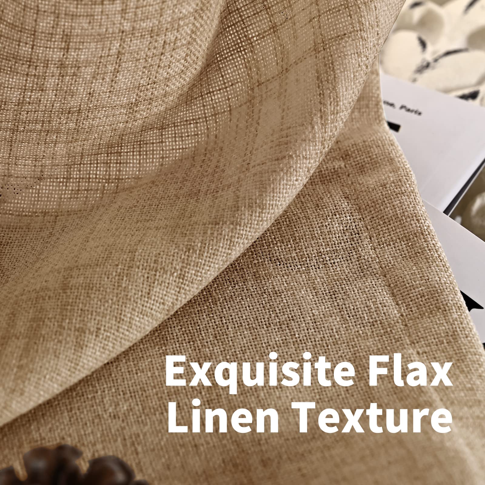 Toffee Linen Curtains 84 Inch Length for Living Room (2 Count)
