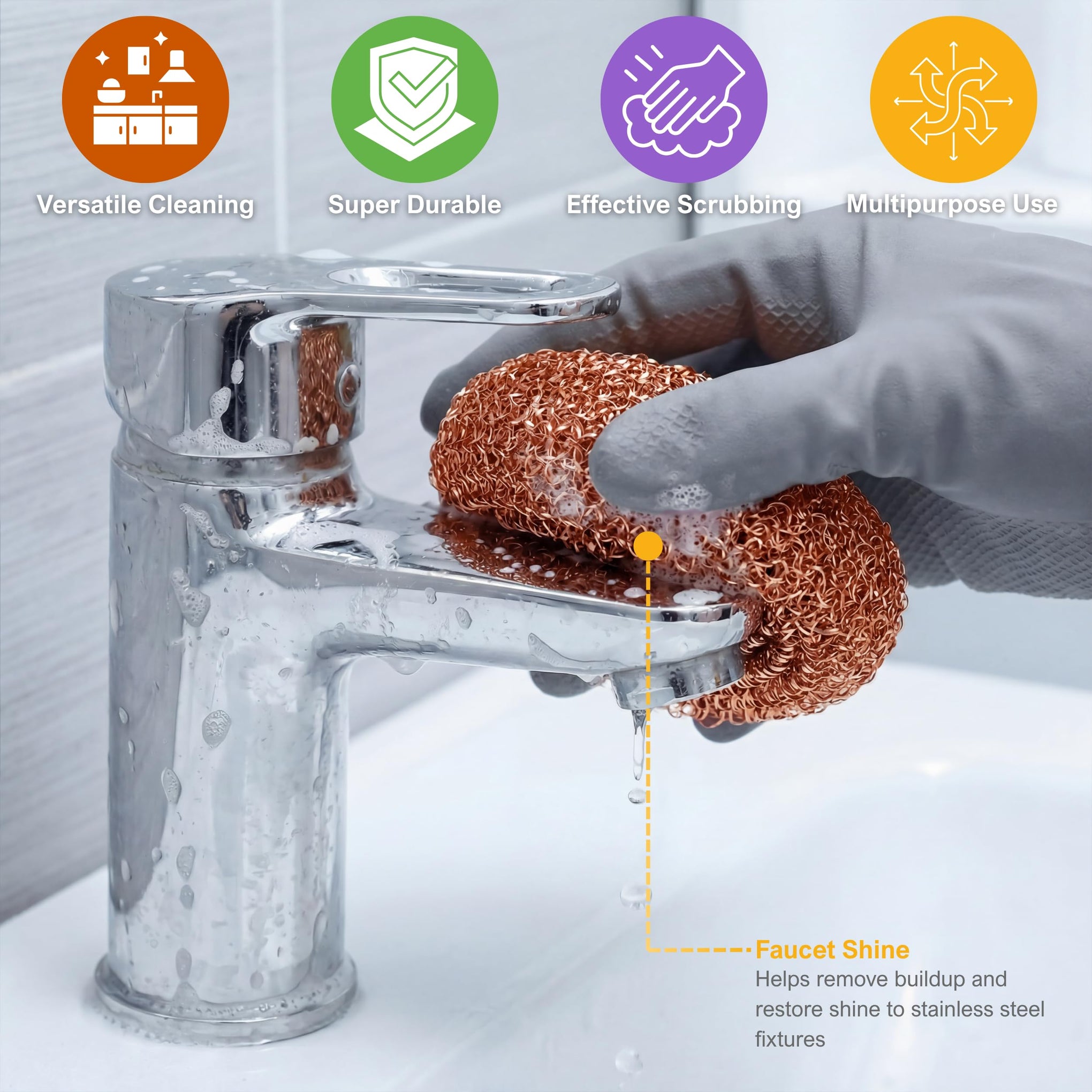 Heavy Duty Copper Scrubbers for Pots & Pans