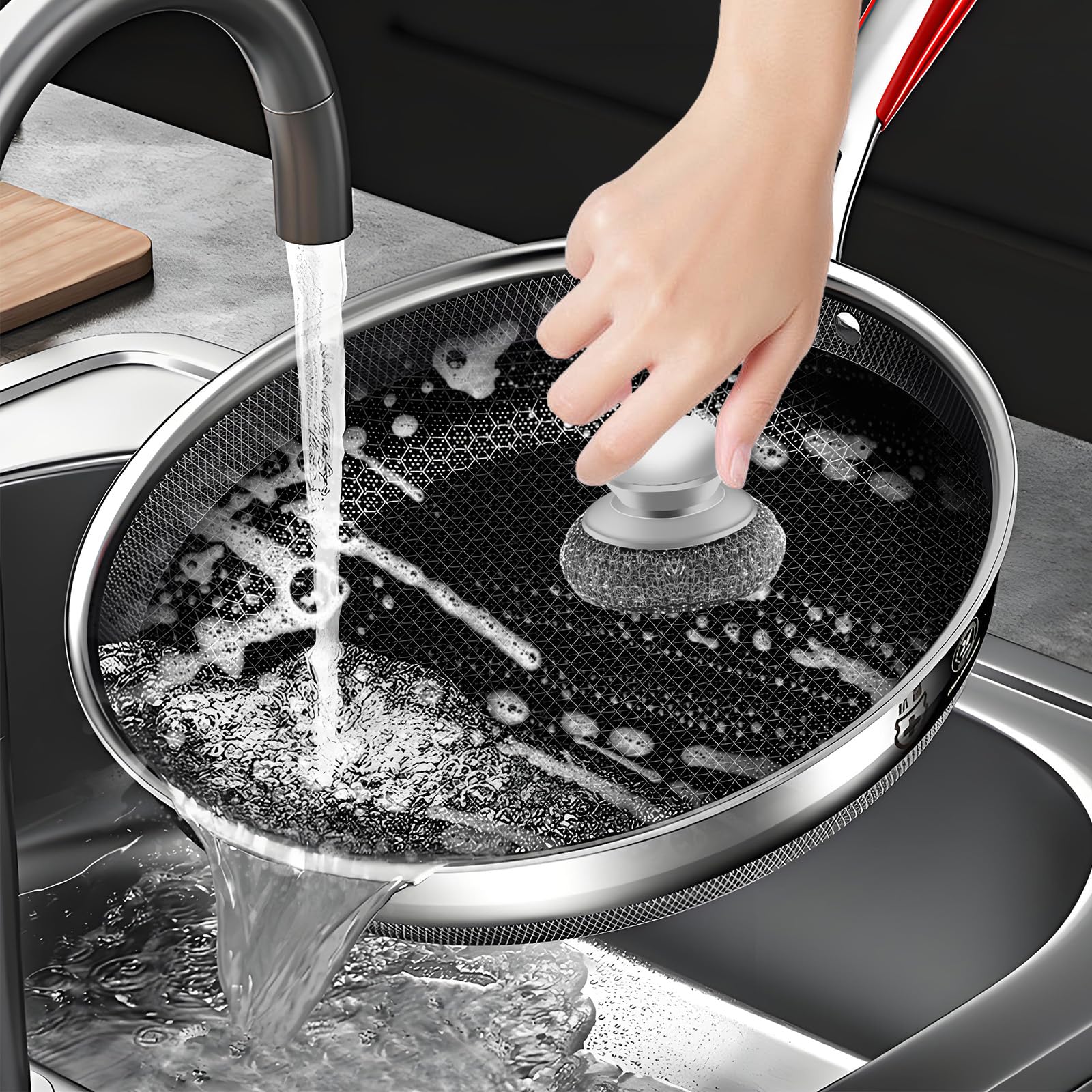 Stainless Steel Wool Scrubber with 2 Replacement Pads (2 Count)