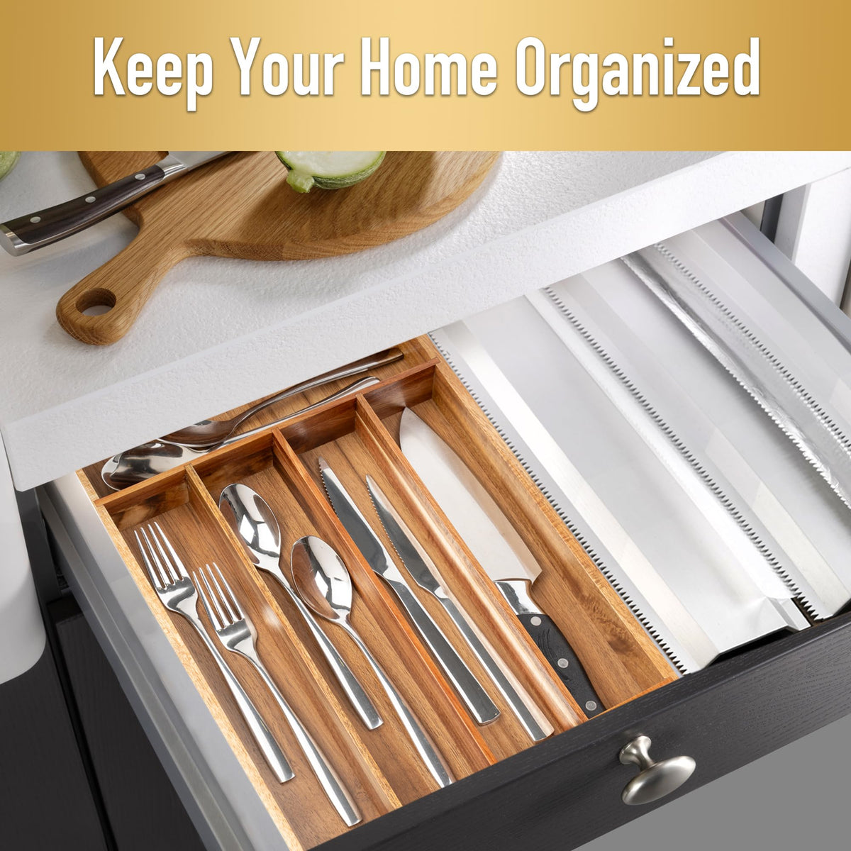 Silverware Organizer Acacia Kitchen Drawer Organizer Utensil Organizer Silverware Holder Cutlery Organizer in drawer Flatware Organizer Tray