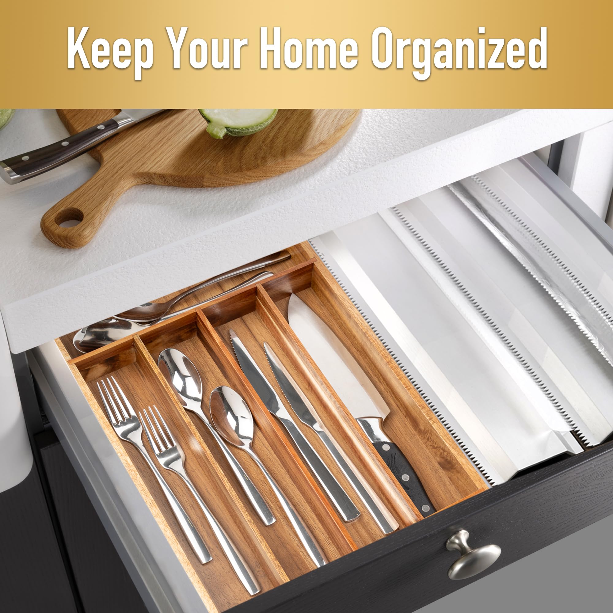 Silverware Organizer Acacia Kitchen Drawer Organizer Utensil Organizer Silverware Holder Cutlery Organizer in drawer Flatware Organizer Tray