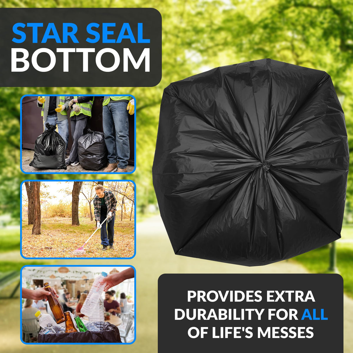 65 Gallon Trash Bags Heavy Duty (120 Count)