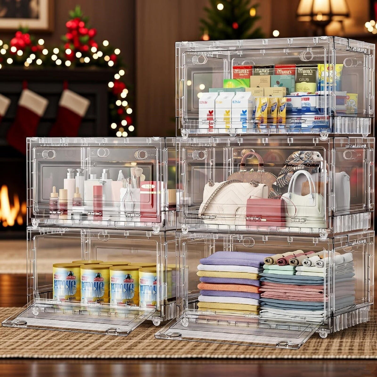 240Qt Stackable Storage Bins with Lids Wheels (3 Count)
