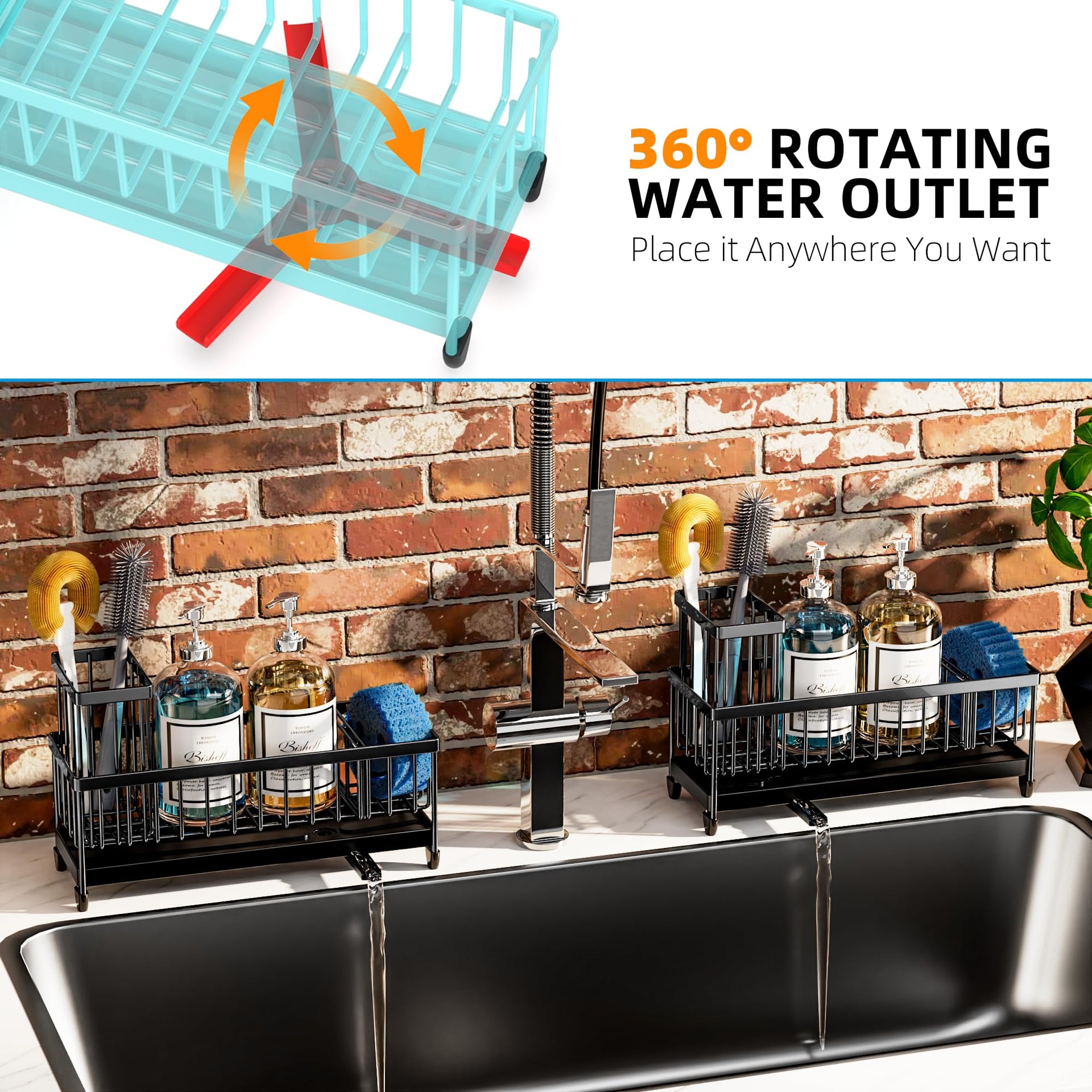 Extra Large Sponge Holder for Kitchen Sink Organizer Caddy