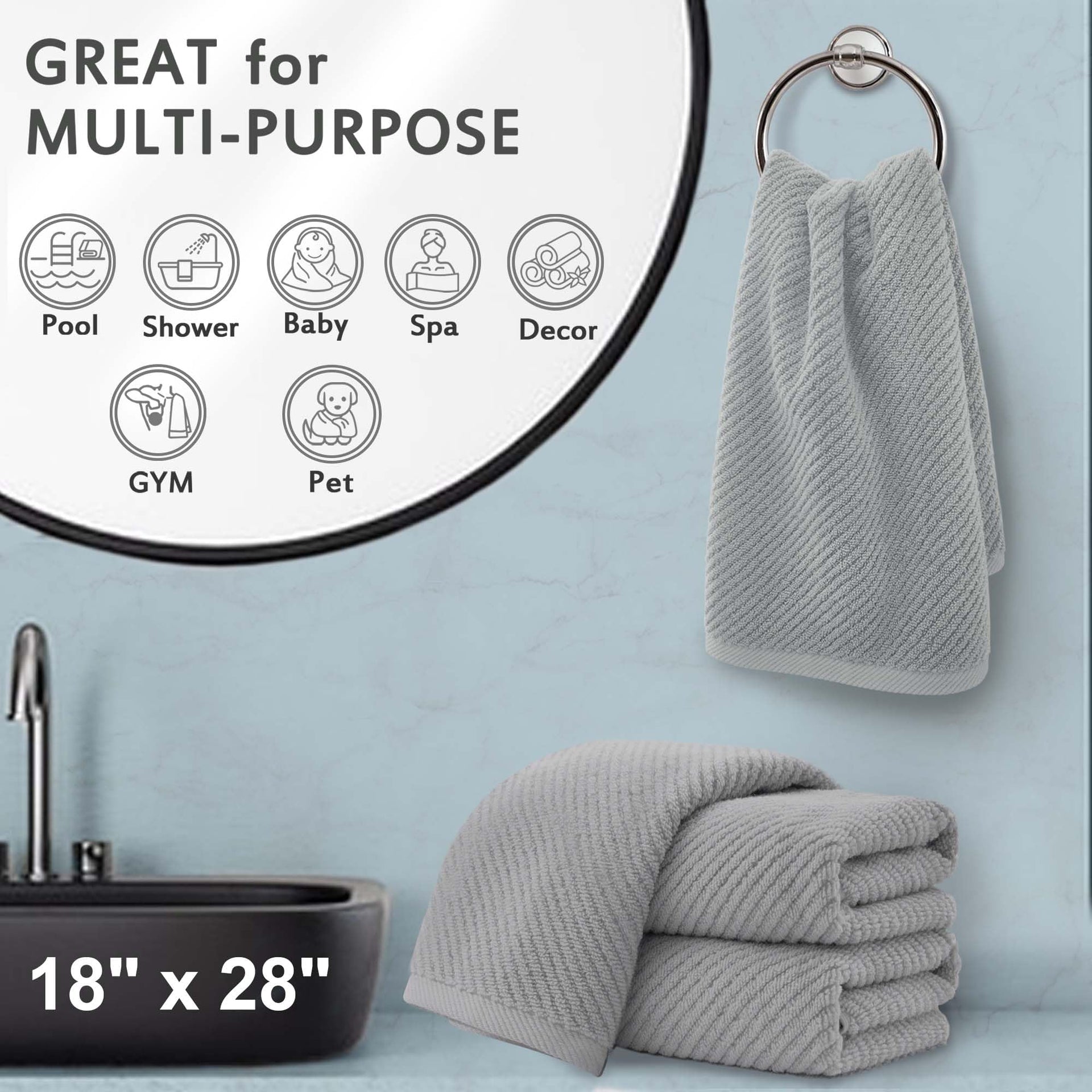 Bathroom Hand Towels 4PC (4 Count)