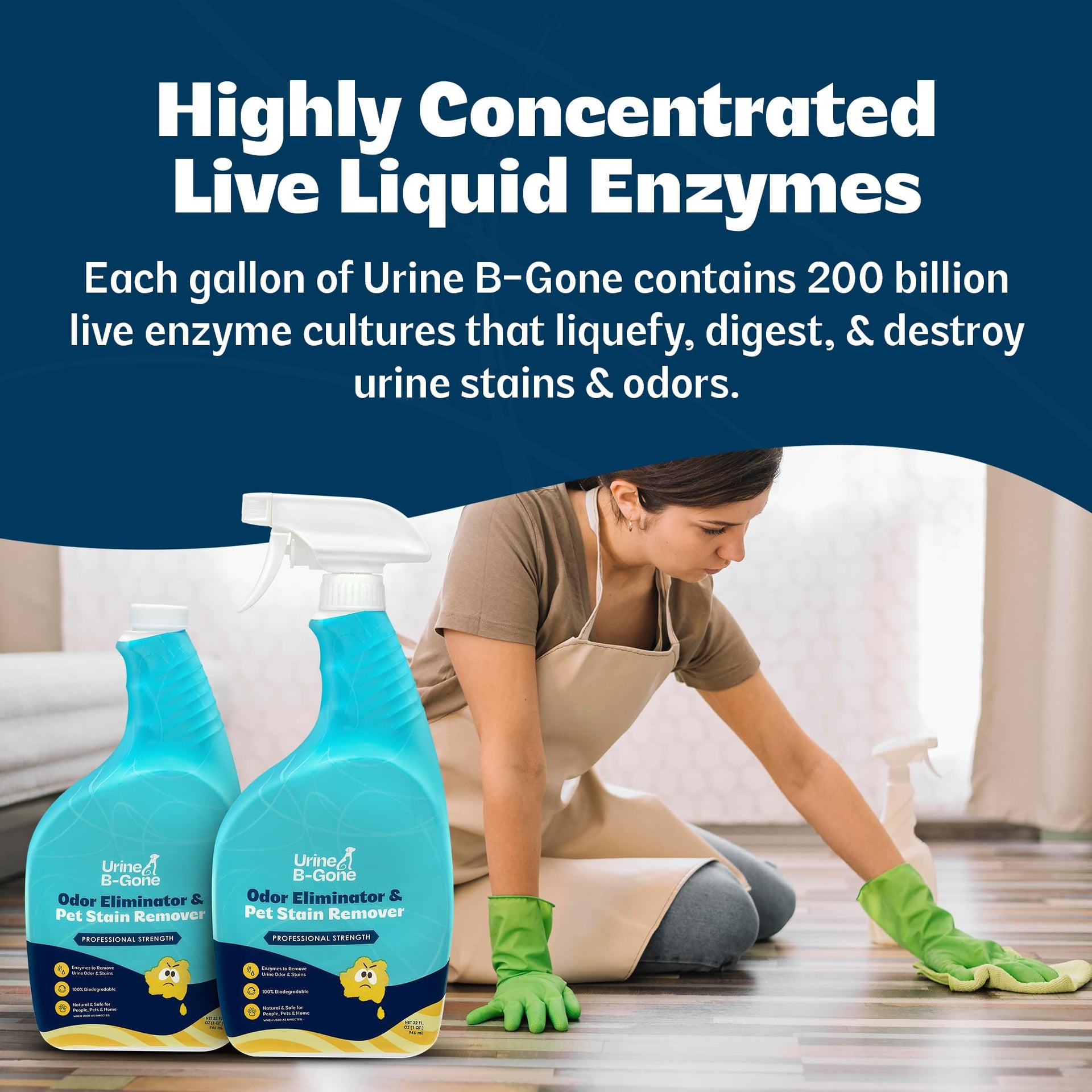 Urine B Gone Enzyme Cleaner for Human & Pet Urine (64 Fl Oz)