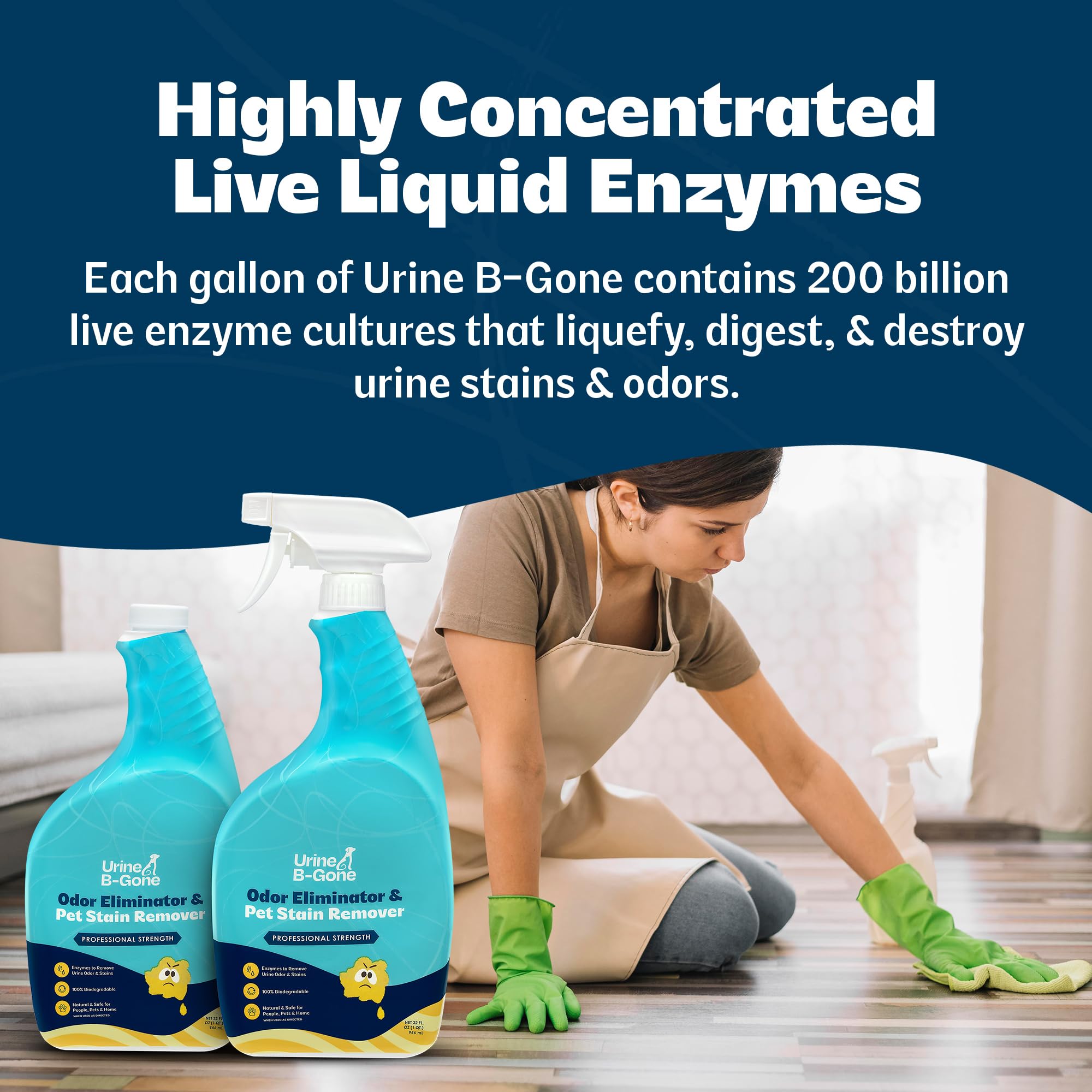Urine B Gone Enzyme Cleaner for Human & Pet Urine (64 Fl Oz)