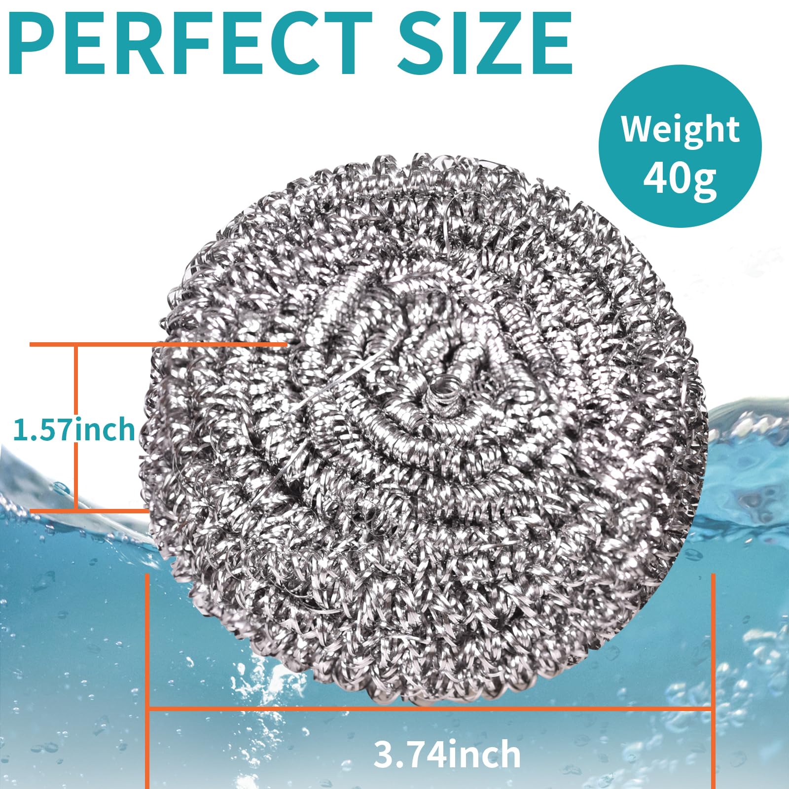 Stainless Steel Scourer Heavy Duty Scrubber Pads Steel Wool Pack of 6 (6 Count)