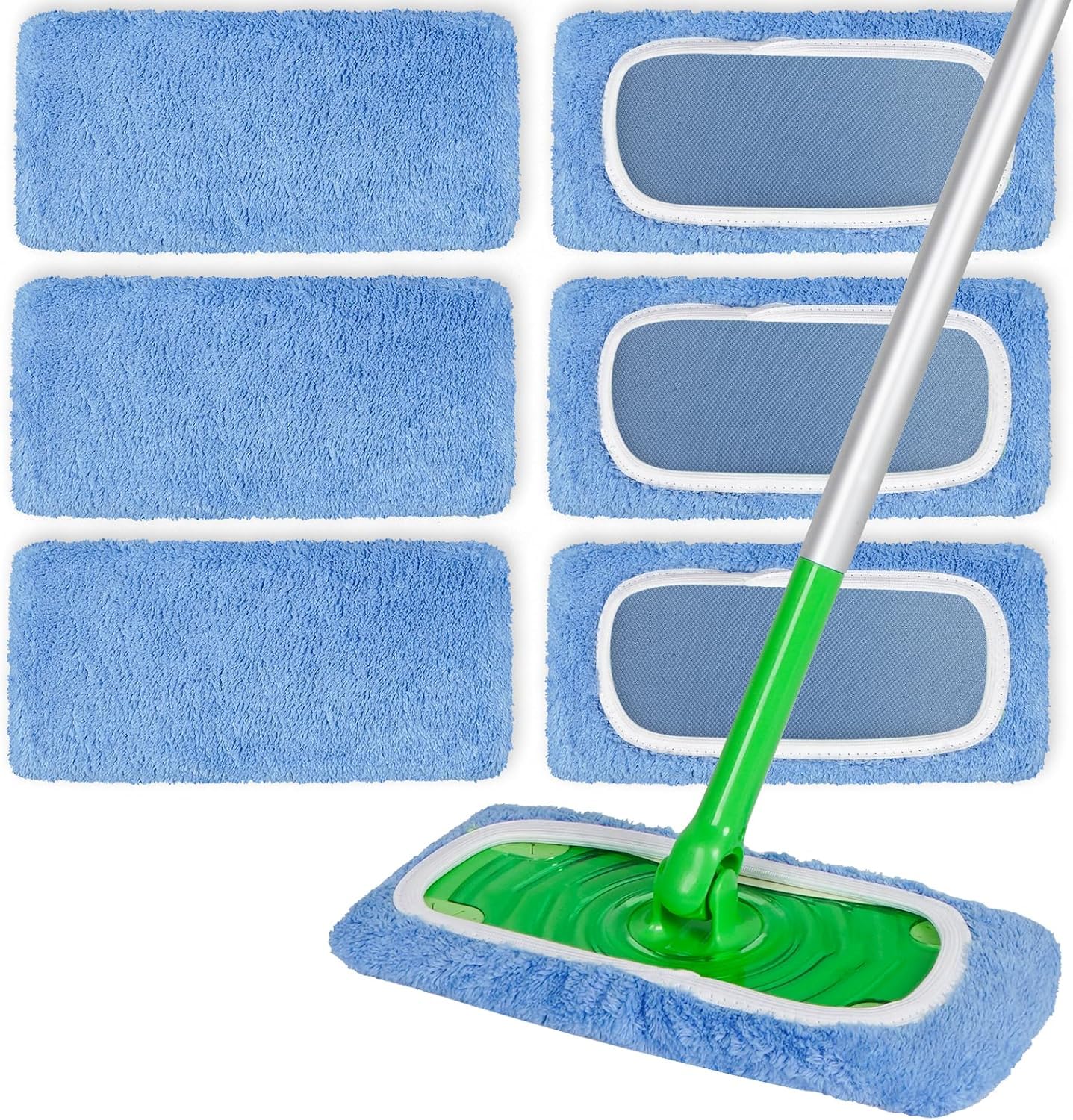 6 Pack Reusable Microfiber Mop Pads Compatible with Swiffer Sweeper Mop (6 Count)