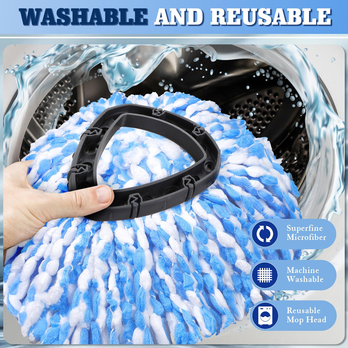 4 Packs Spin Mop Replacement Heads Compatible with Ocedar RinseClean 2 (7 Count) - ModHome Supplies
