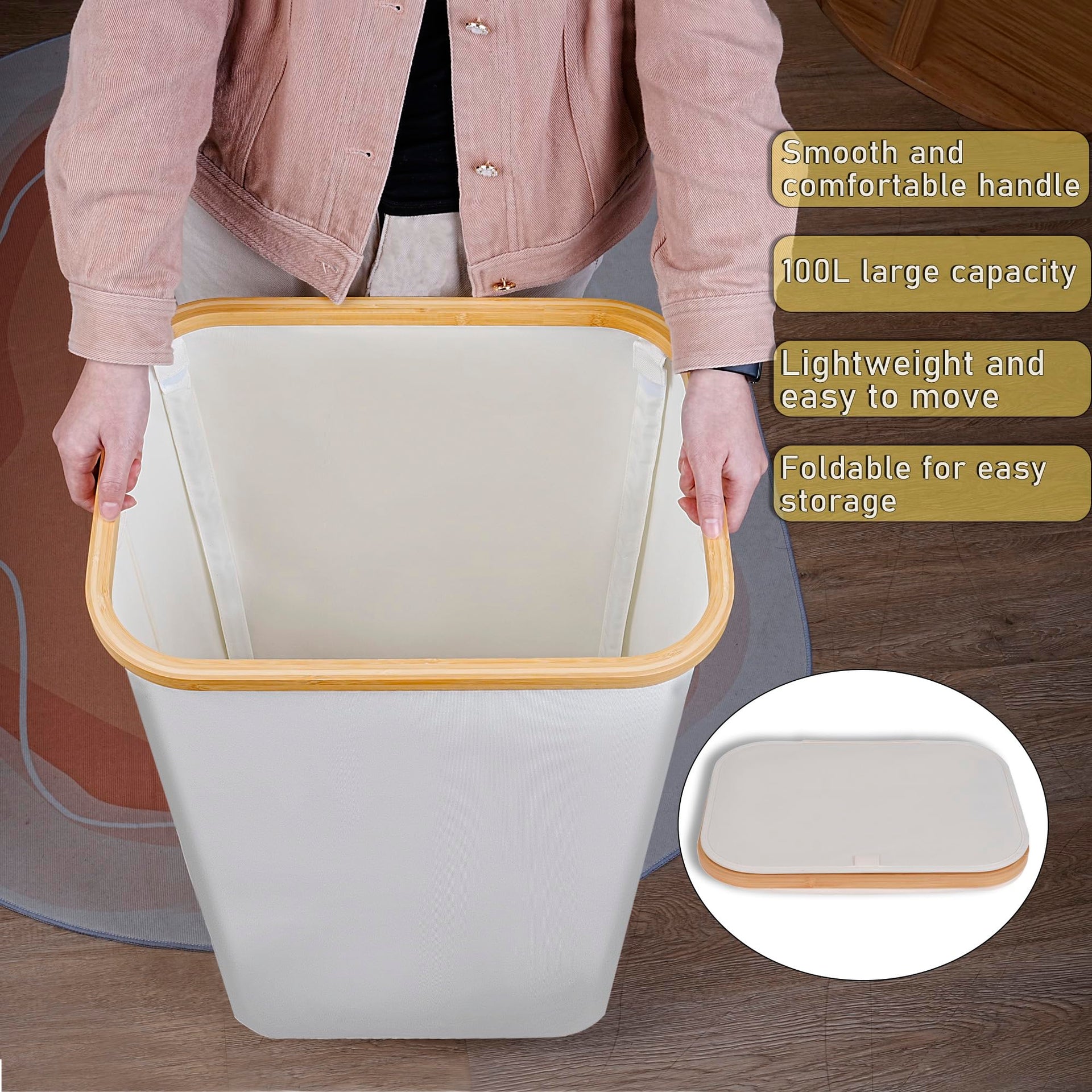 100L Laundry Hamper with Lid