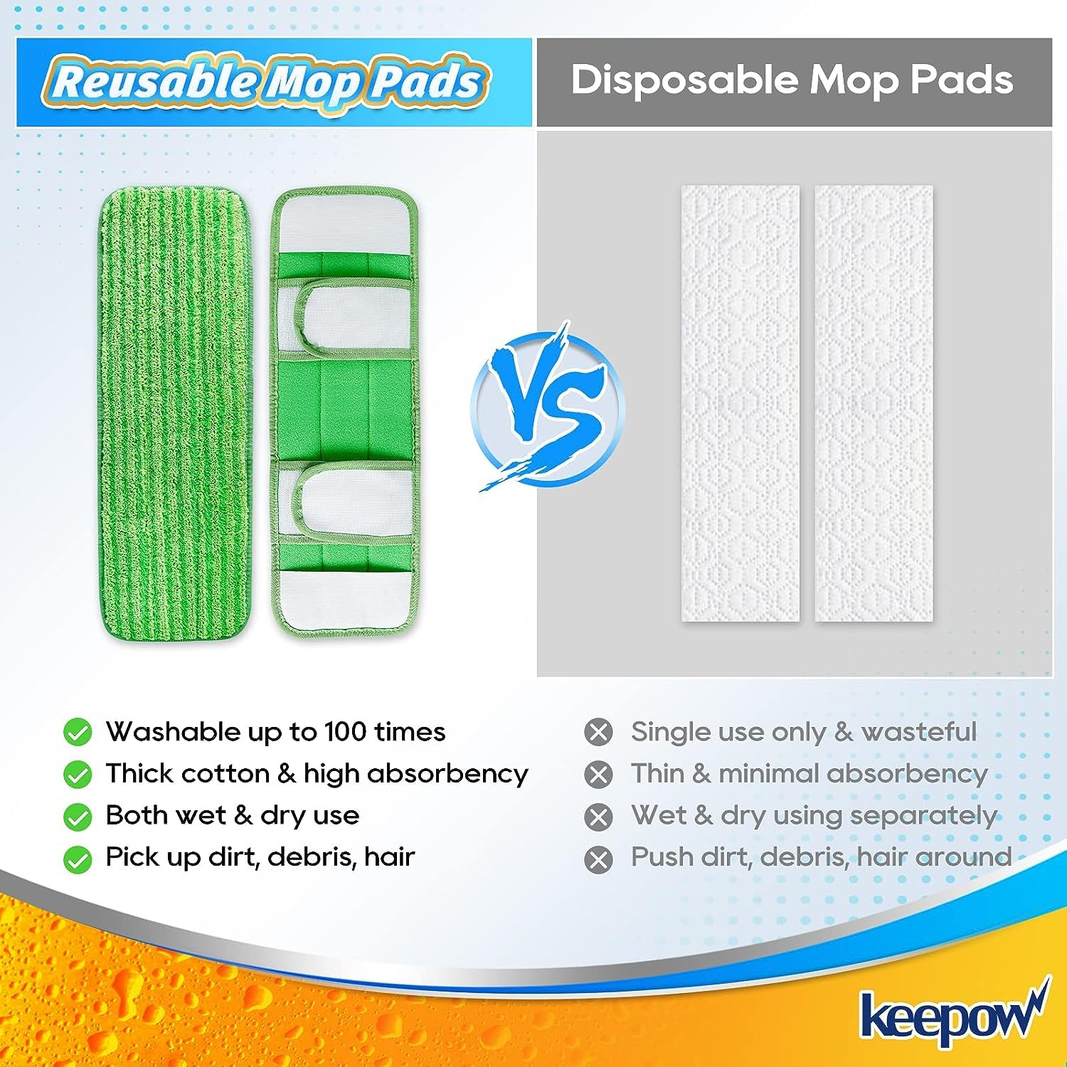 8 Pack Microfiber Mop Pads Compatible with Swiffer XL Mops (8 Count)