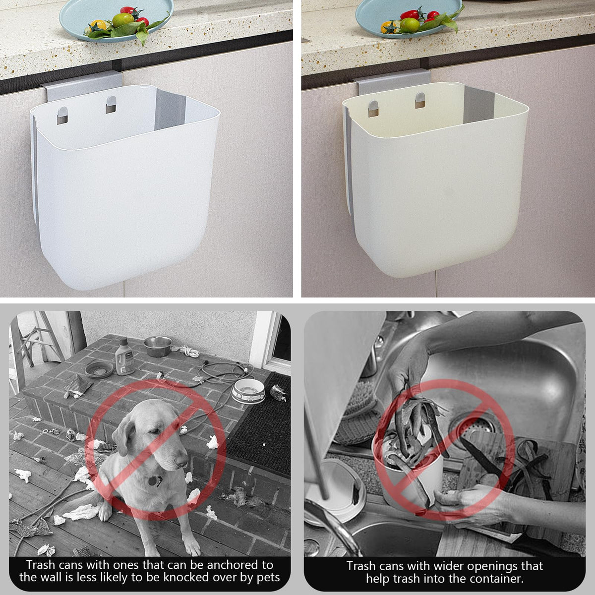 3.2 Gallon Foldable Hanging Trash Can for Cabinet Door