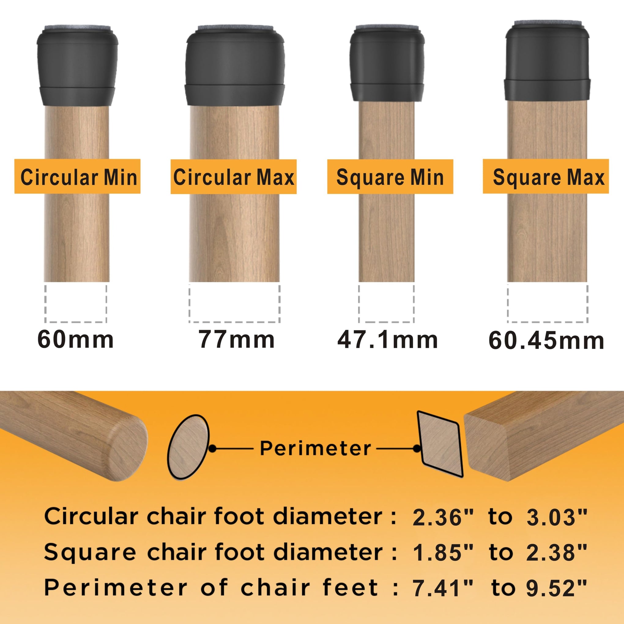 Extra Large Chair Leg Floor Protectors (8 Count)