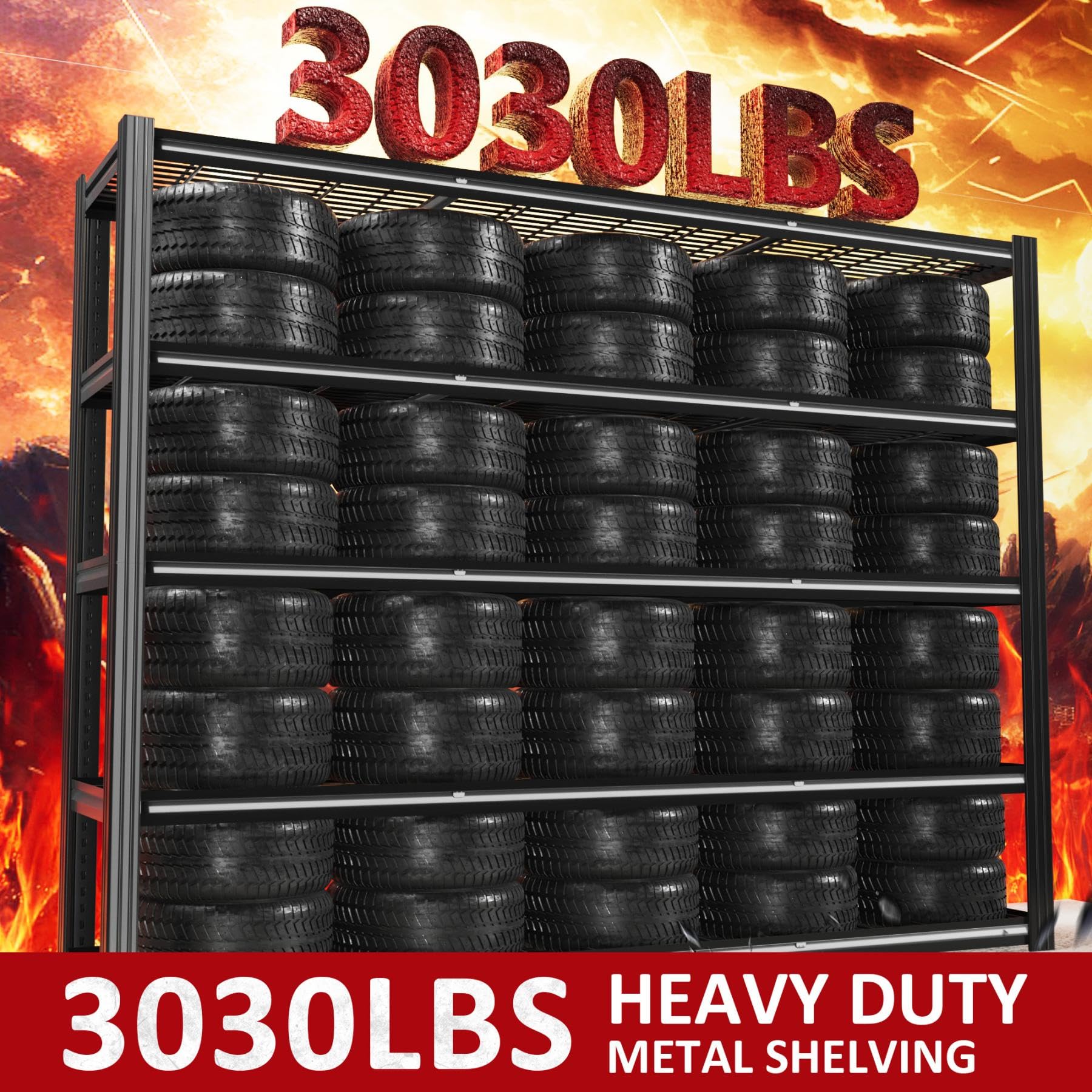 60" W Garage Shelving Heavy Duty 5 Tier Adjustable Metal Shelve