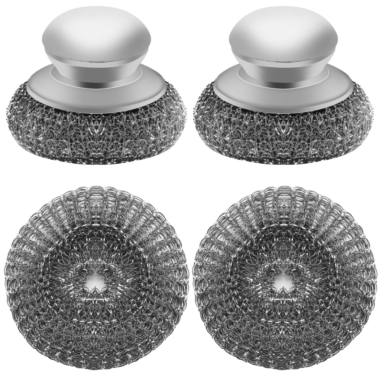 Stainless Steel Wool Scrubber with 2 Replacement Pads (2 Count)