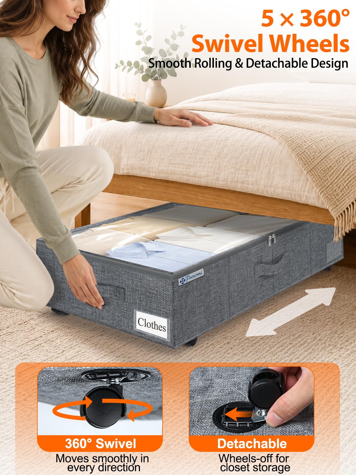 10 inch Tall Under Bed Storage Bins with Wheels (2 Count)
