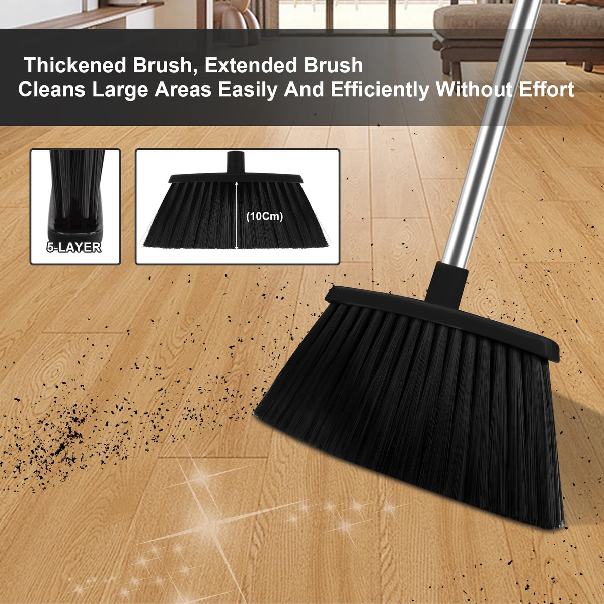 Black Broom and Dustpan Combo Set