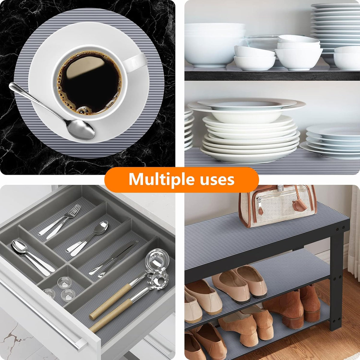 Shelf Liners for Kitchen Cabinets Non Adhesive Drawer Liner EVA Material Cupboard Mat Waterproof Refrigerator Mats Washable Fridge Liner for Cupboard and Desks Clear Shelf Liner 17.3 x 393.7 Inches