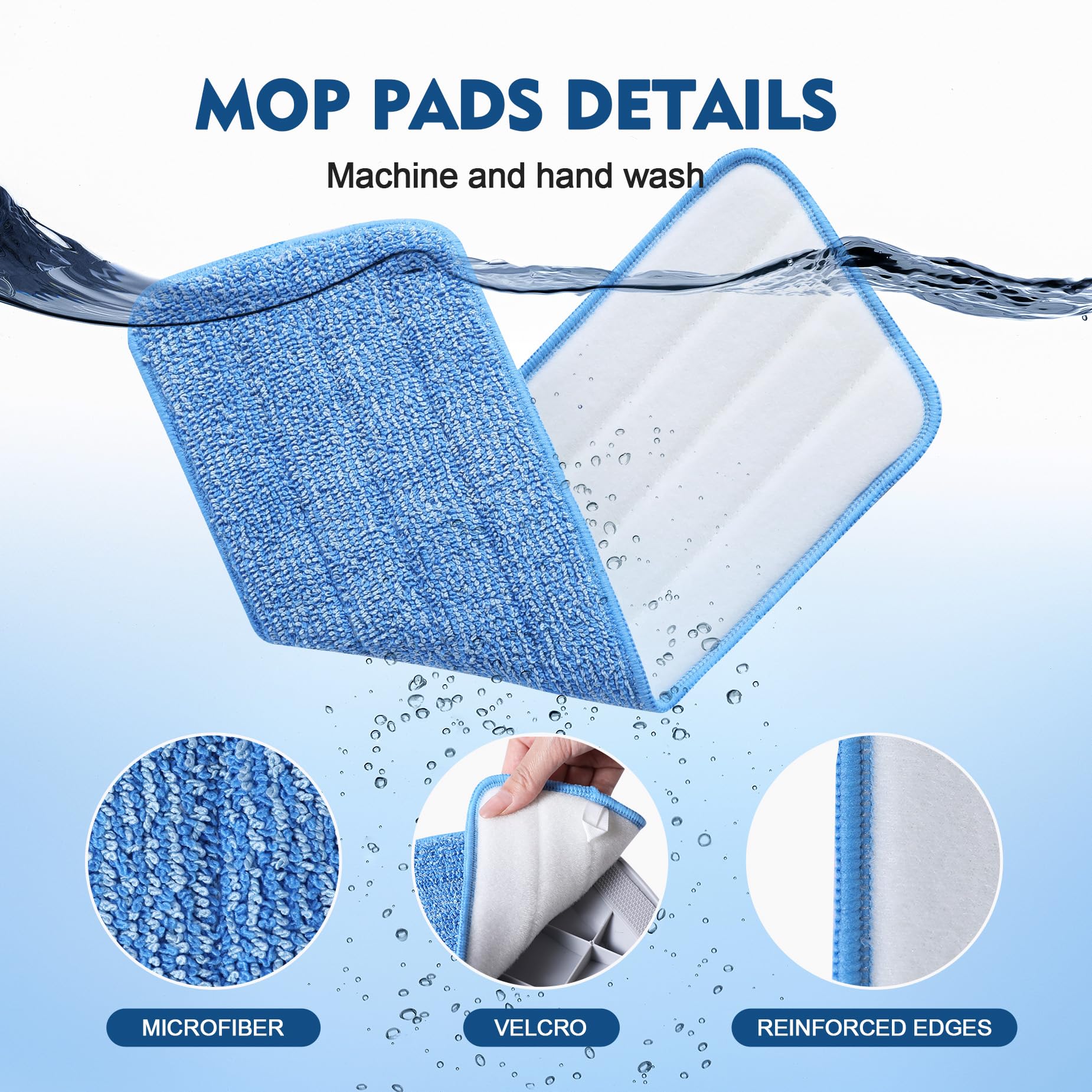 3 Pack Microfiber Mop Pads