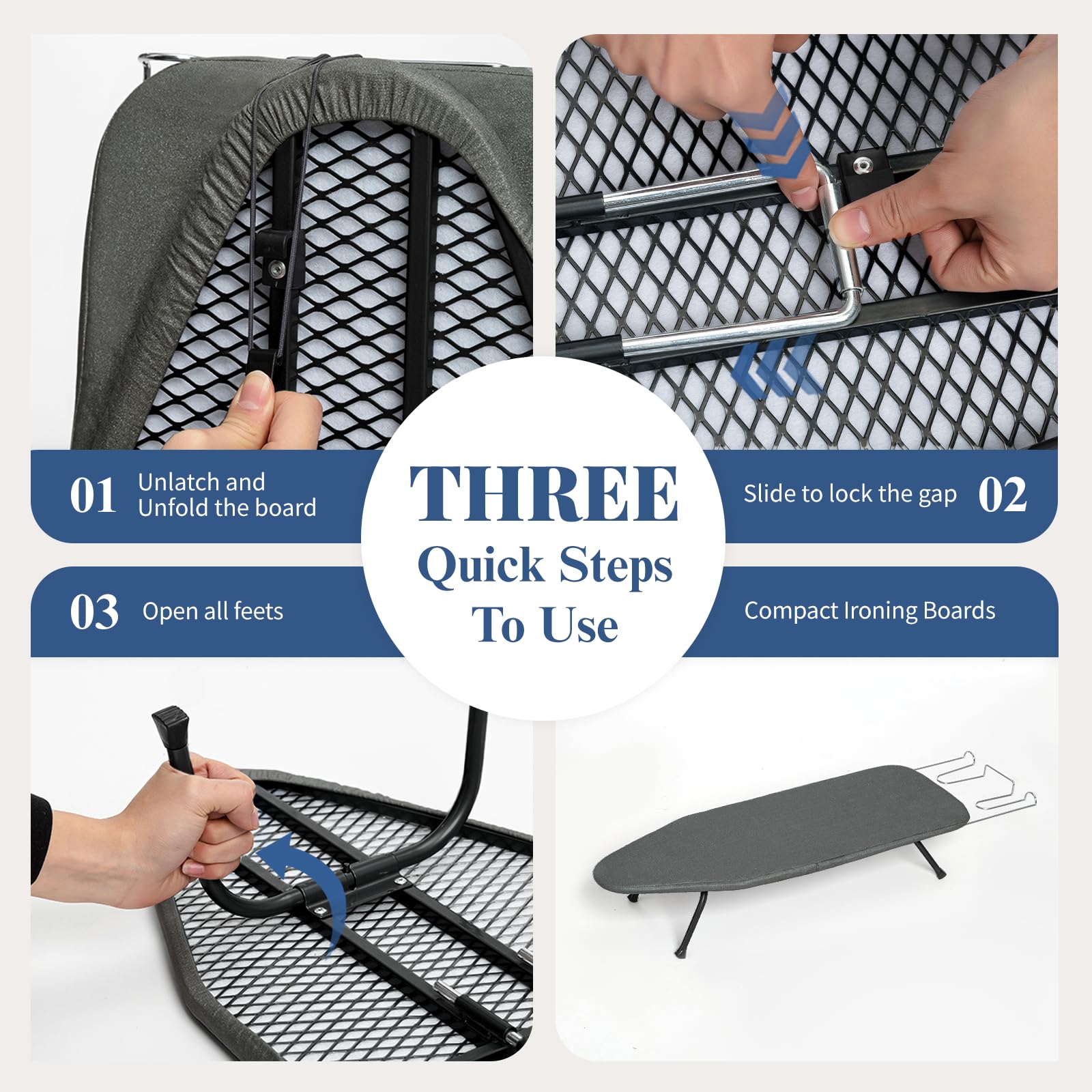 Small Ironing Board Foldable 31"x12" Black