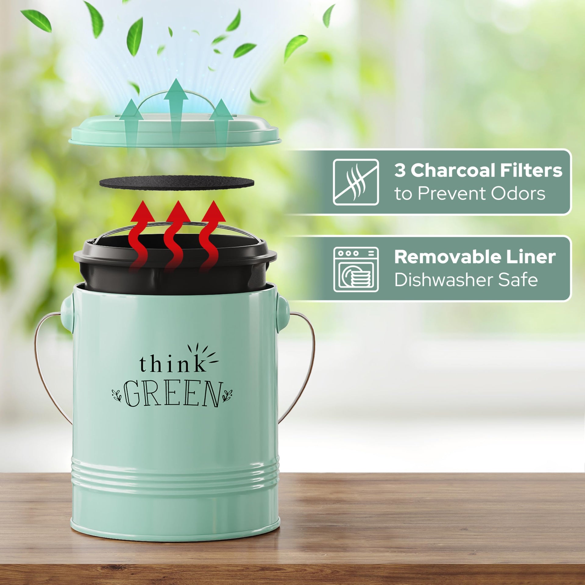 1.2 Gallon Kitchen Counter Compost Bin with Lid