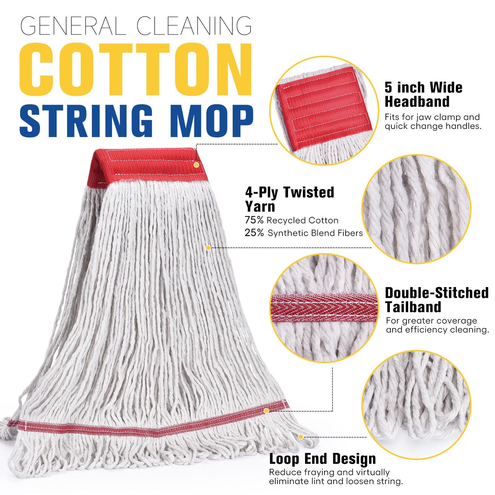 Matthew Cleaning Commercial Mop Head Replacement (12 Count)