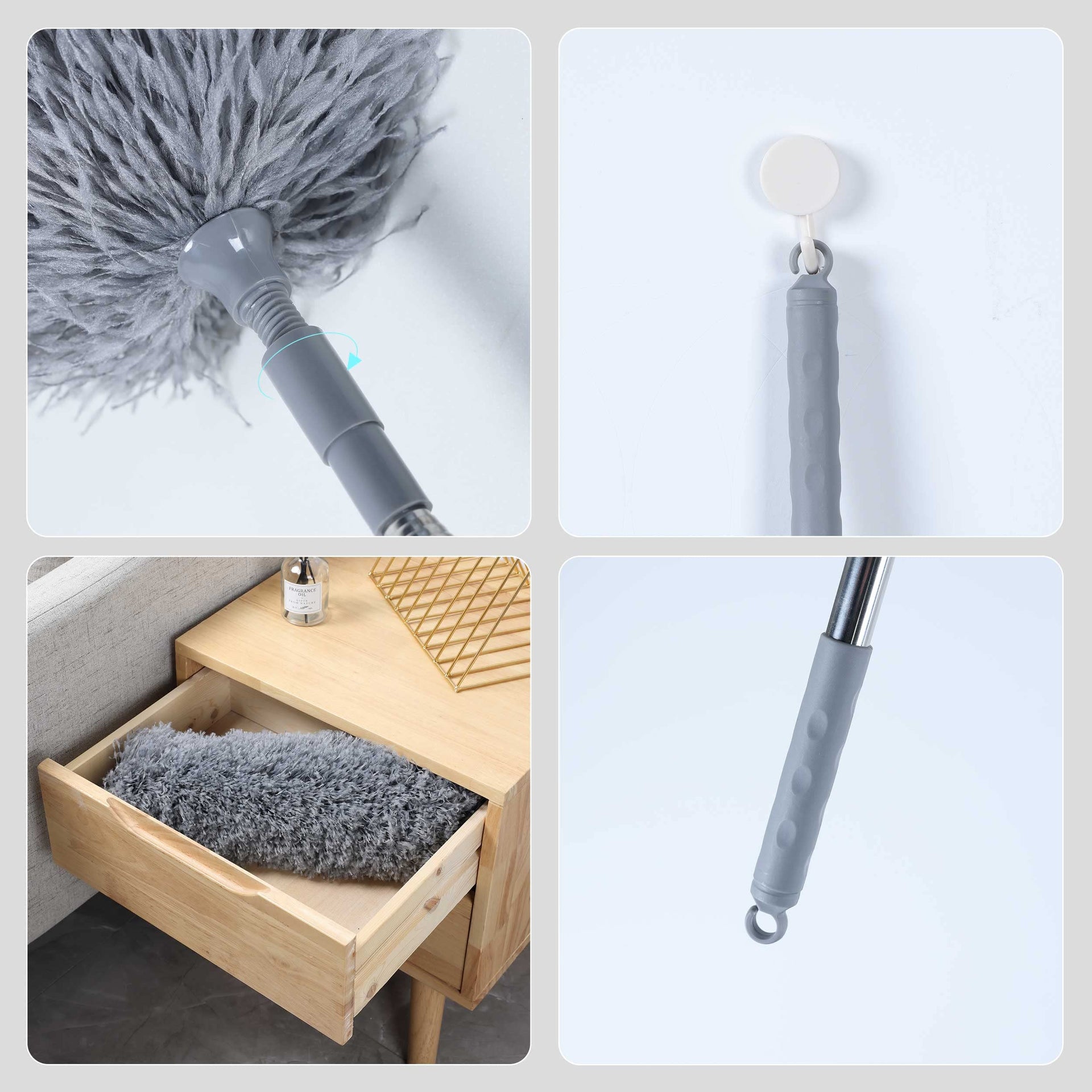 Microfiber Feather Duster with 100 inches Extension Pole