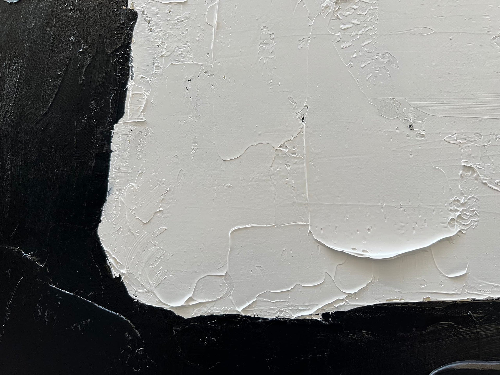 Hand Painted Black and white minimalist style abstract art painting for large