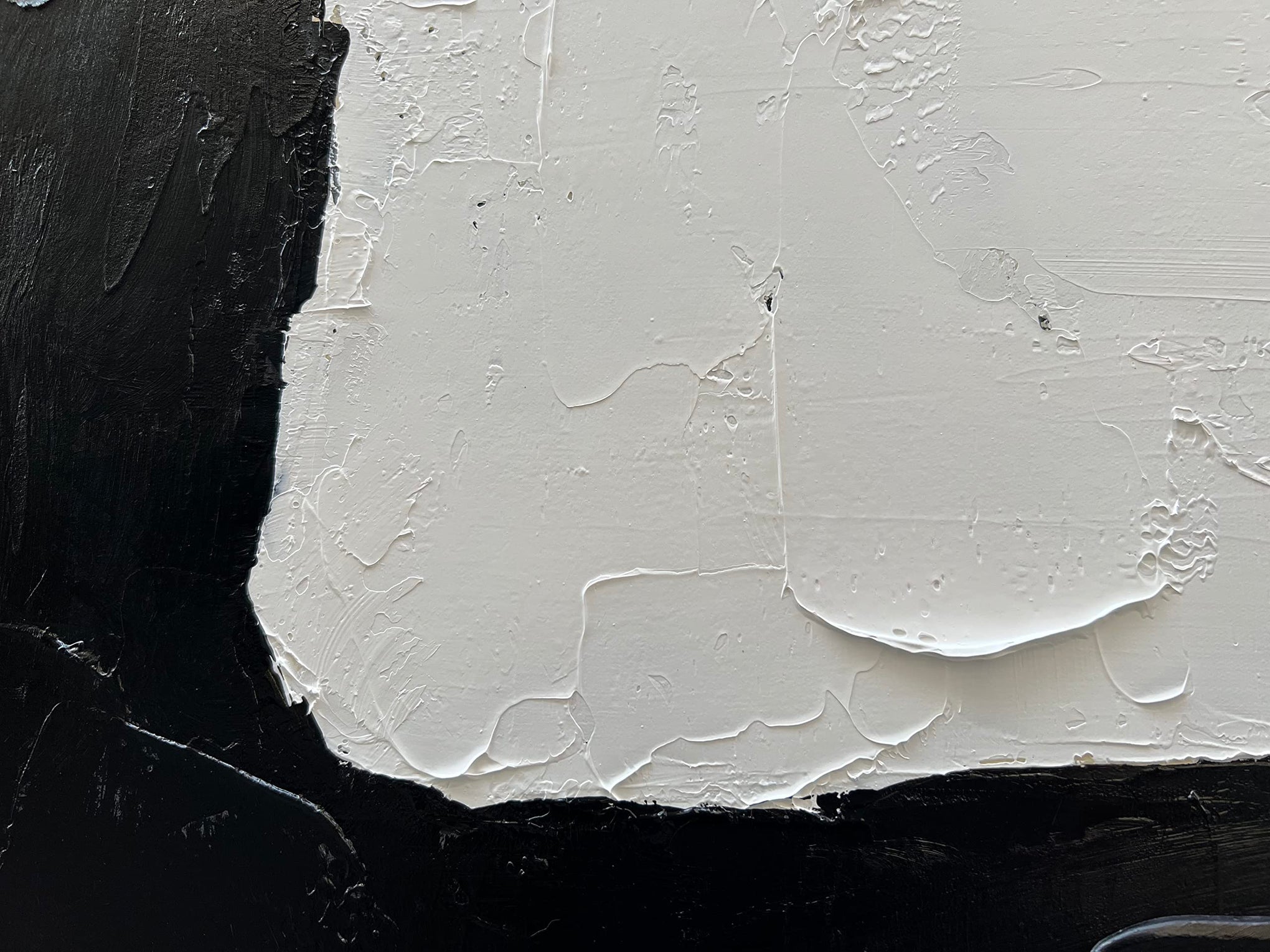Hand Painted Black and white minimalist style abstract art painting for large
