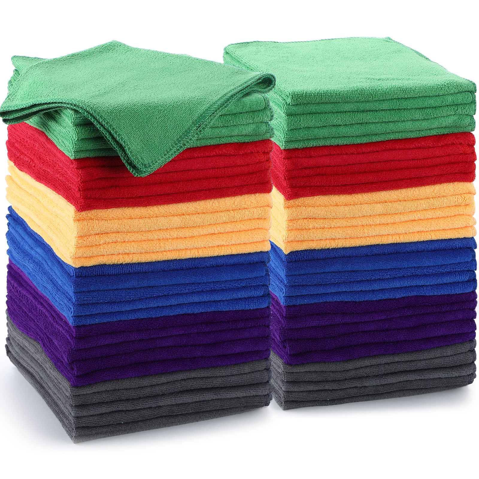 60 Pcs Microfiber Cleaning Cloths for Cars 16 x 16 Inch Ultra Absorbent Car Towels Drying Reusable Cleaning Supplies House Kitchen Window Microfiber Towel (60 Count)