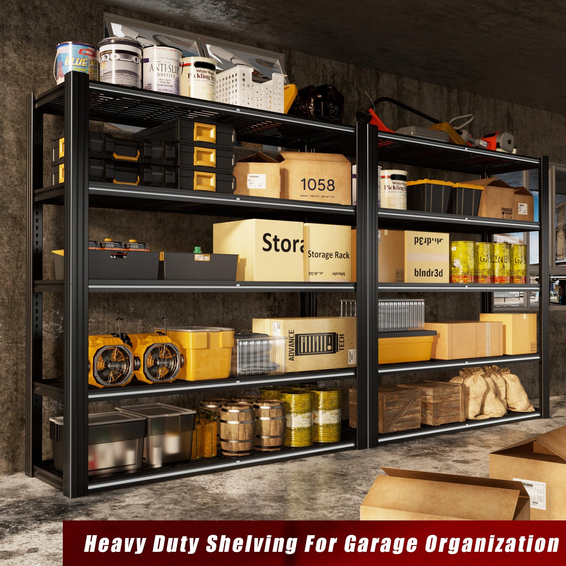 5 Tier Garage Shelving Heavy Duty 3030LBS 48" W x 72" H x 24" D