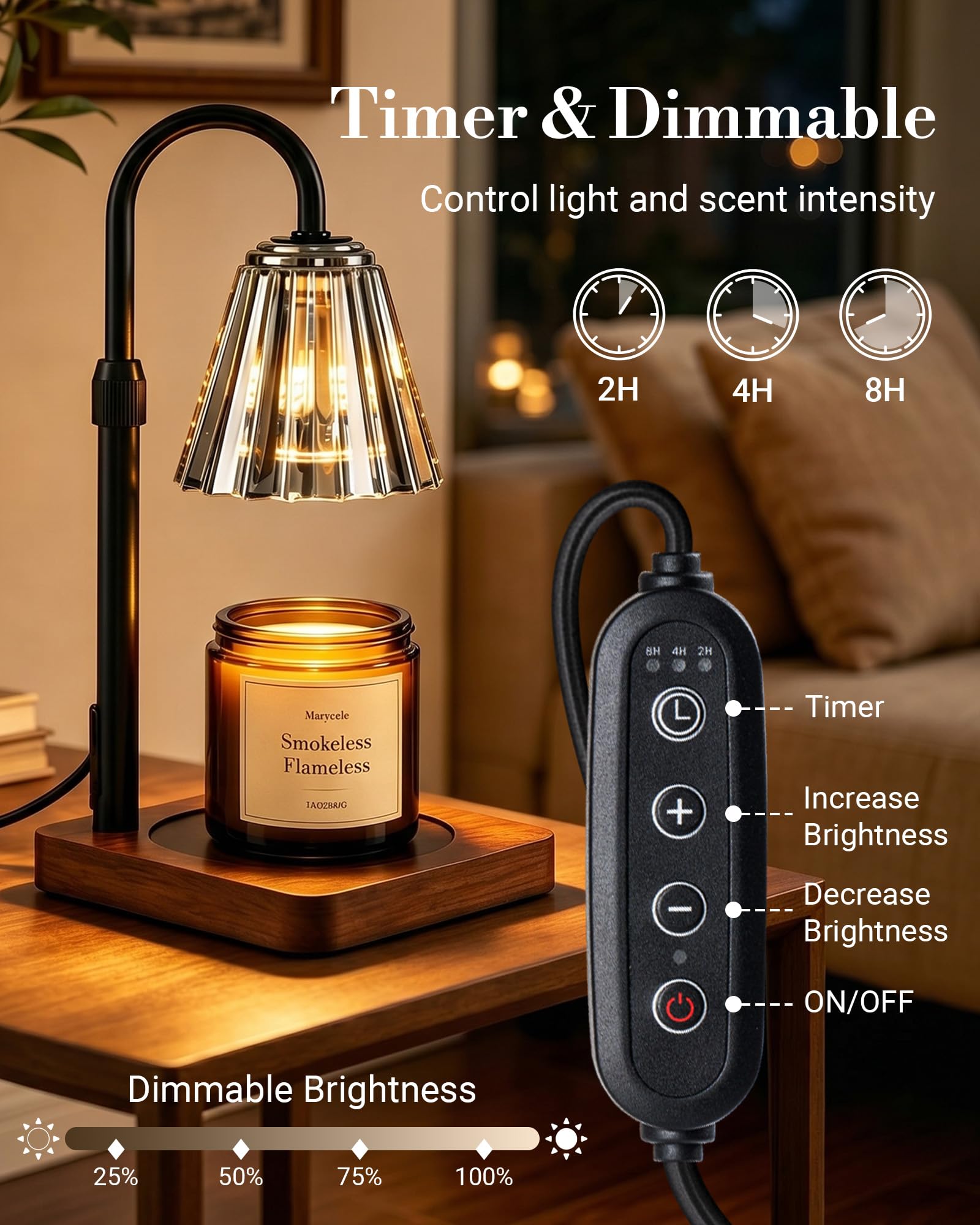 Vintage Candle Warmer Lamp with Timer Dimmer