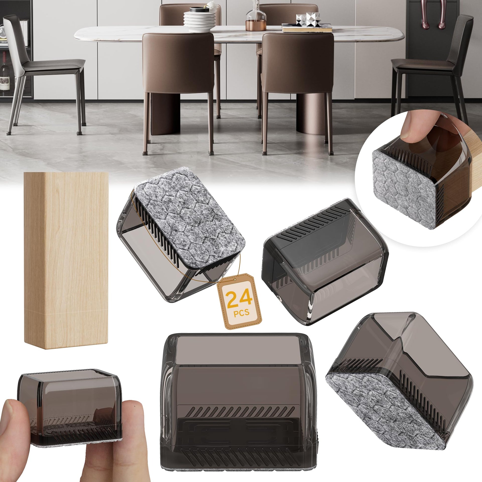 24PCS Rectangular Chair Leg Floor Protectors (24 Count)